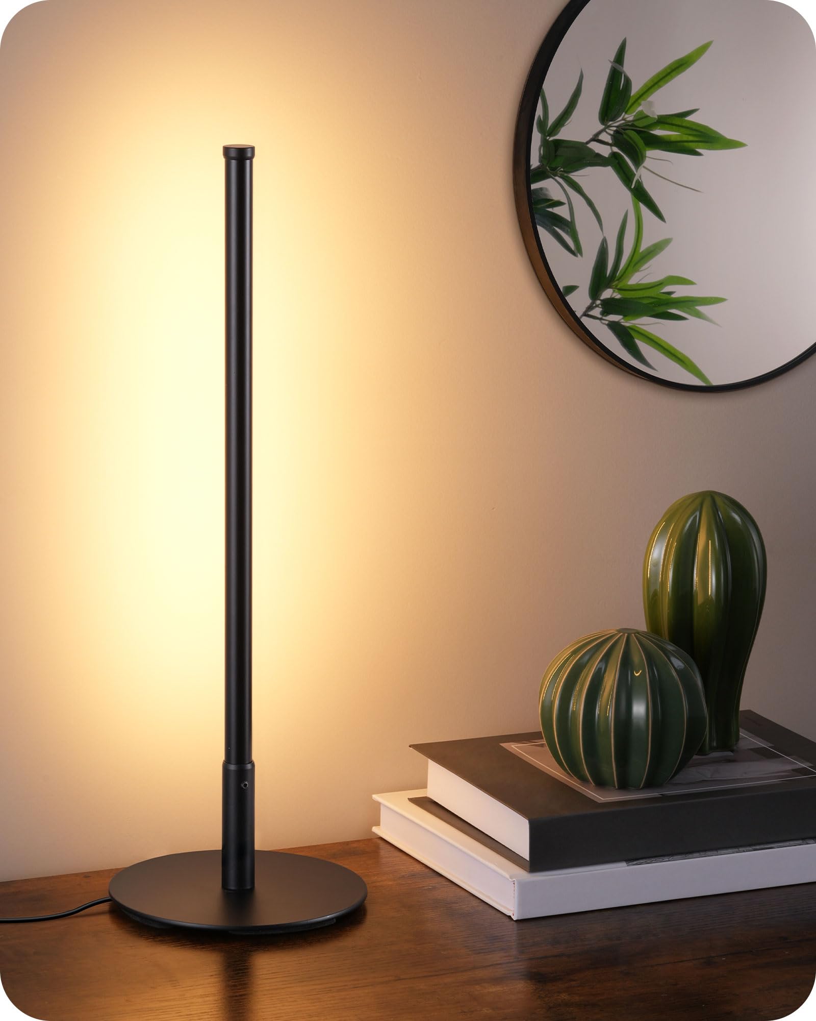 EDISHINE LED Table Lamp, Minimalist Design, 3 Dimmable Color Temperatures, Black Aluminum Finish, 6W