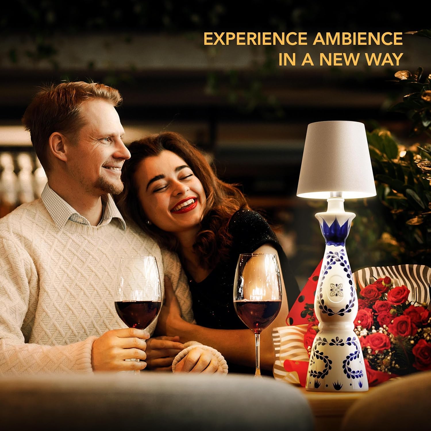 PRIDOLA Wireless Bottle Lamp - 100% Waterproof LED, 3000K Warm Light, Rechargeable, Navy Blue, Model WBL02