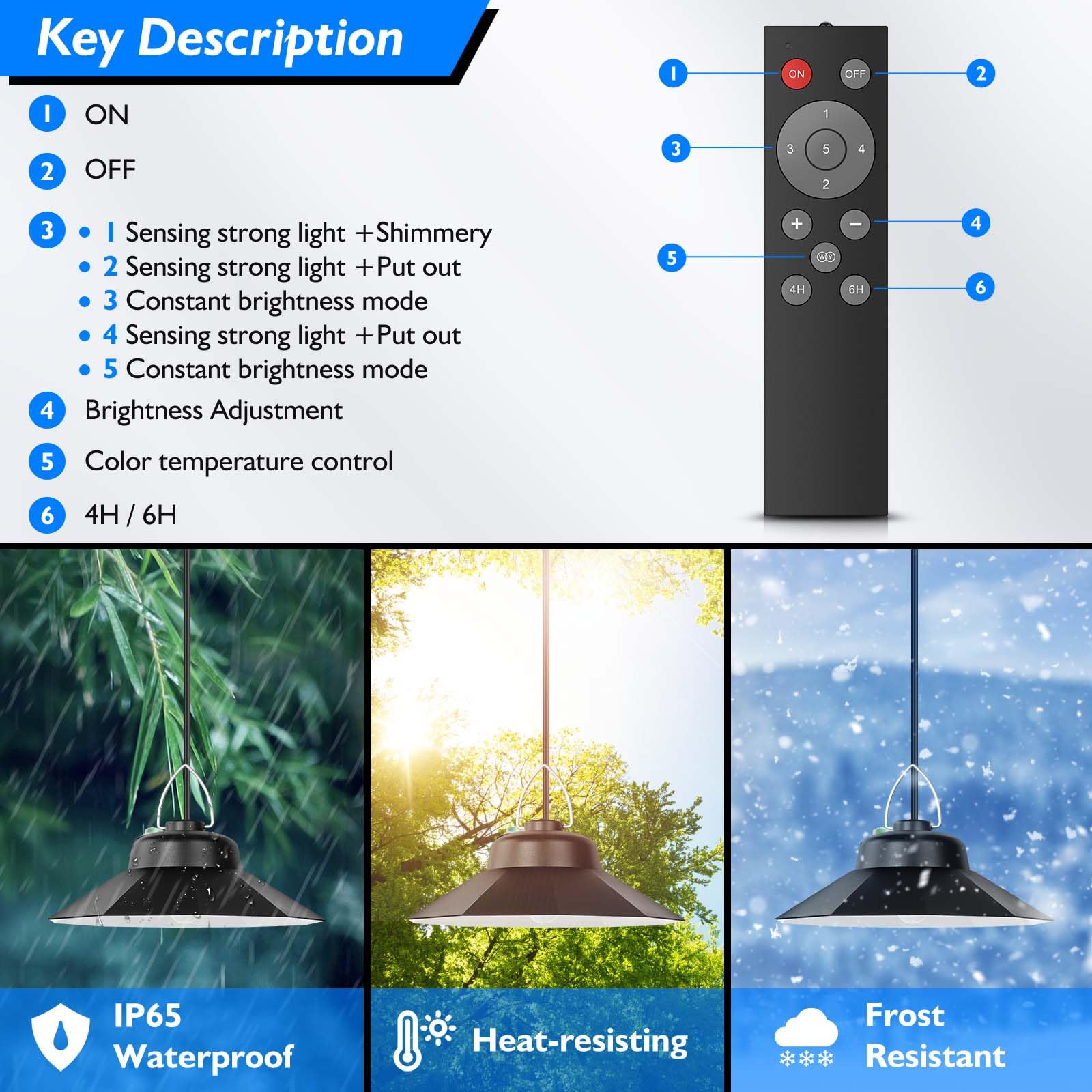 ONELEJA Solar Shed Lights Indoor Outdoor, Motion Sensor Solar Pendant Light with Remote Control,Upgraded 5 Lighting Modes 1200LM