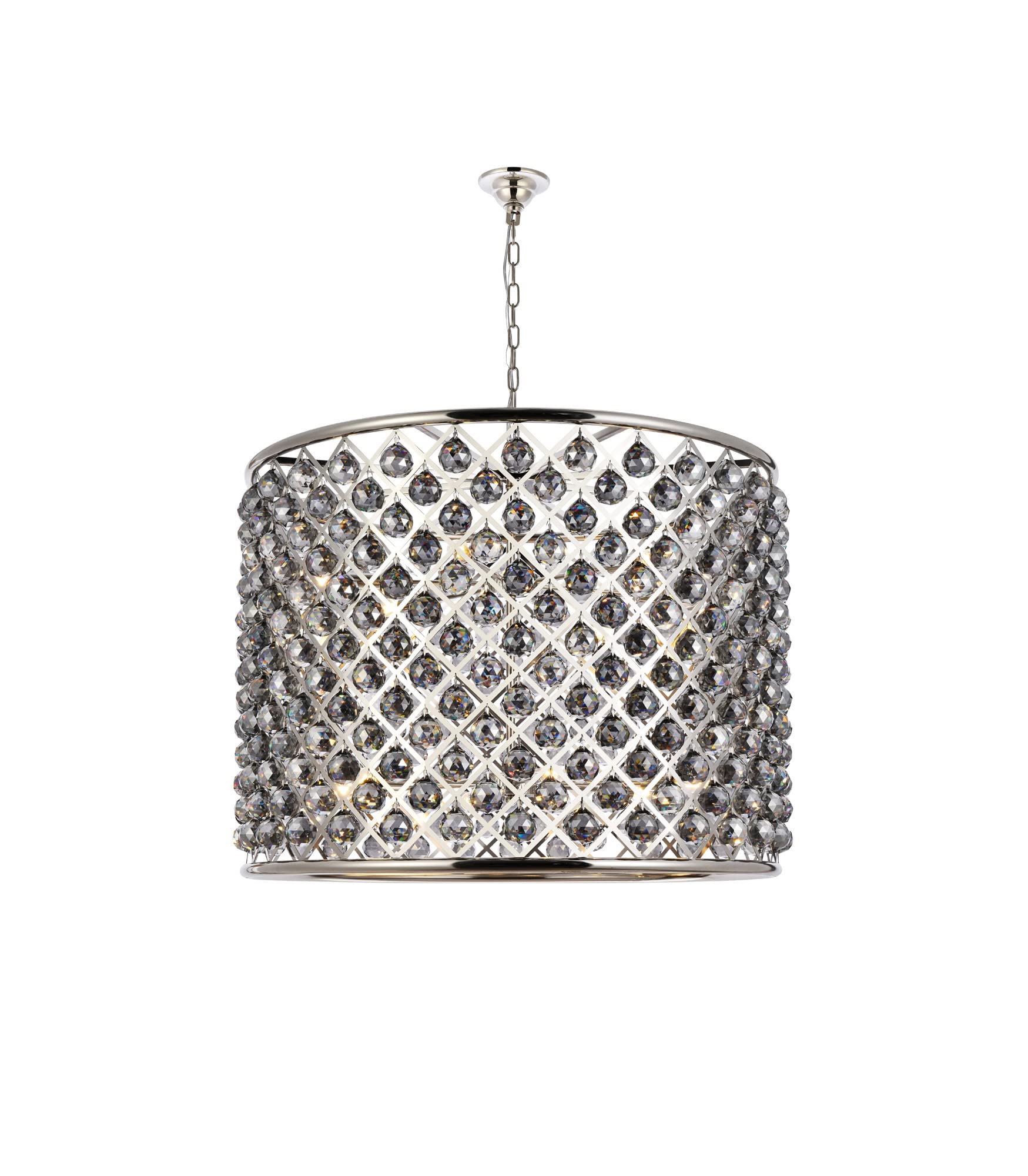 Elegant Lighting Madison Collection 12-Light Pendant Lamp with Royal Cut Silver Shade Crystals, Polished Nickel Finish