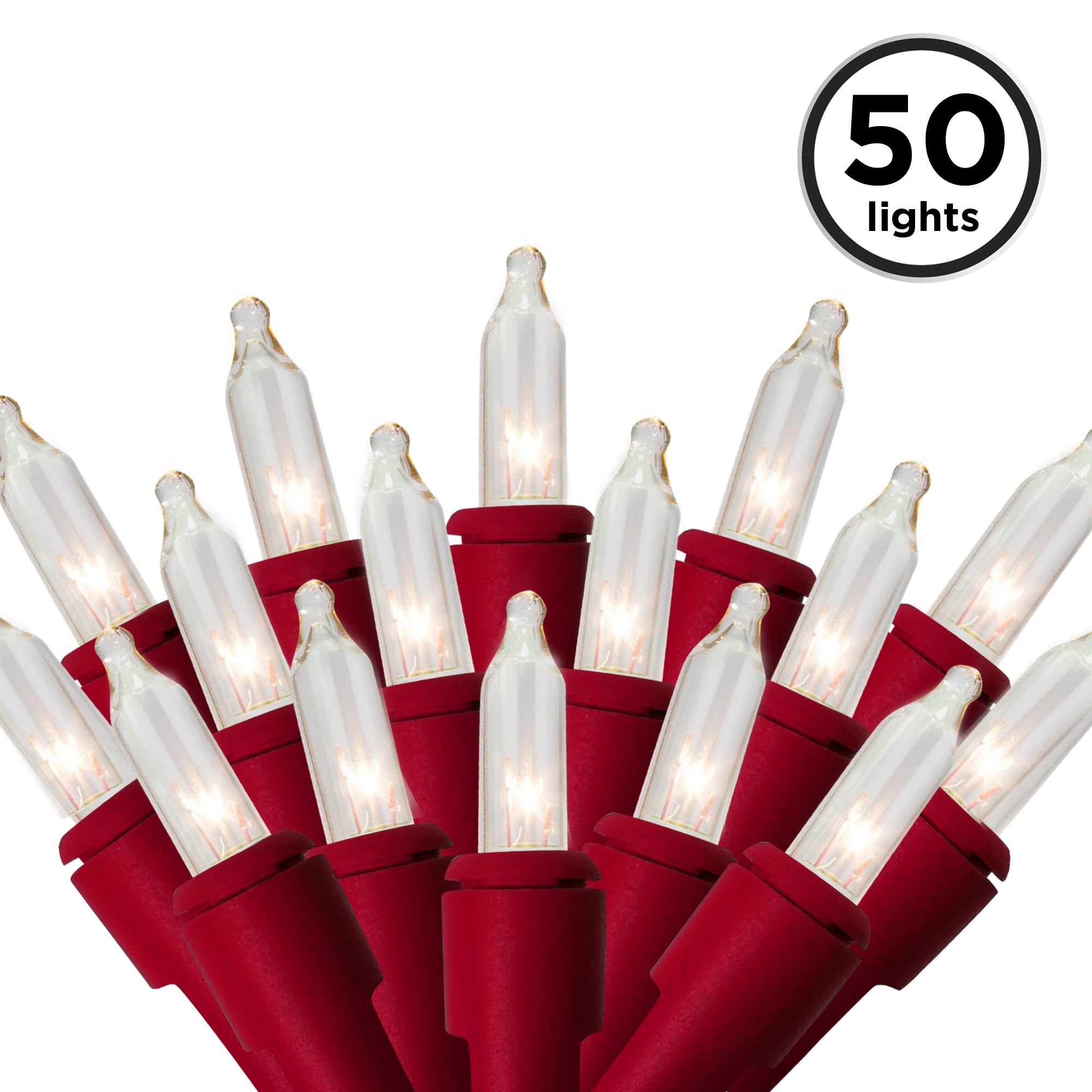 Brite Star Mini Light Set - 50 Lt Clear Lights on Red Wire, Model 96-823-00