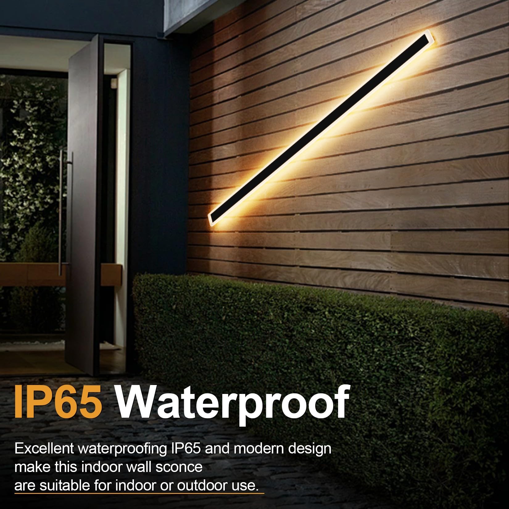 Aipsun Outdoor Wall Light Fixture, 65W Black Sconce, 79 Inch Modern Design, Model HW603, Ideal for Porch and Corridor