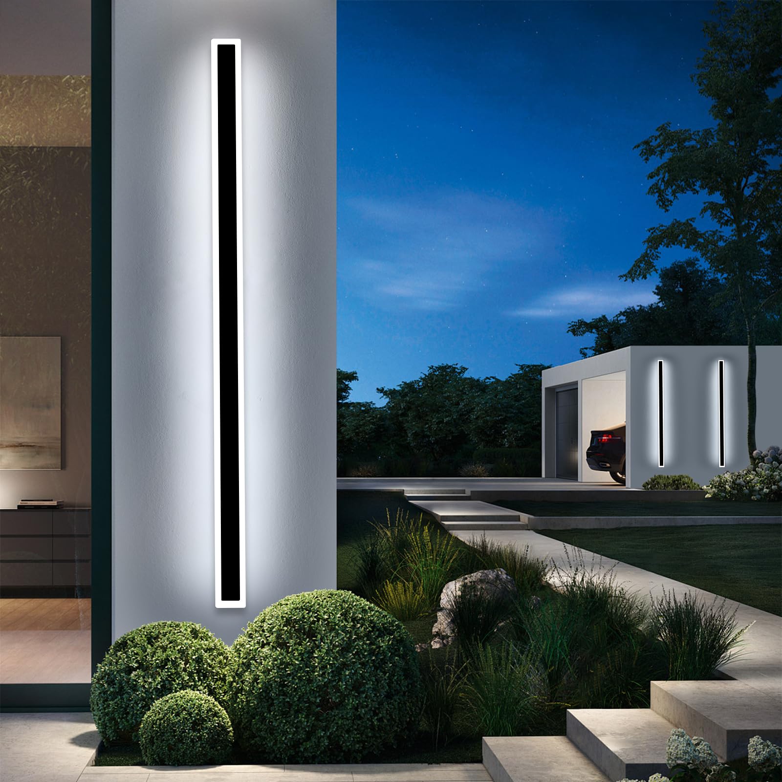 Mikeru 2Pack 71Inch Outdoor Wall Light Fixtures  10%-100% Dimmable Outdoor Wall Lights Exterior Front Porch Light 3000-6000K Wall Mounted Led Lighting For Basement  Shop Garage Lighting