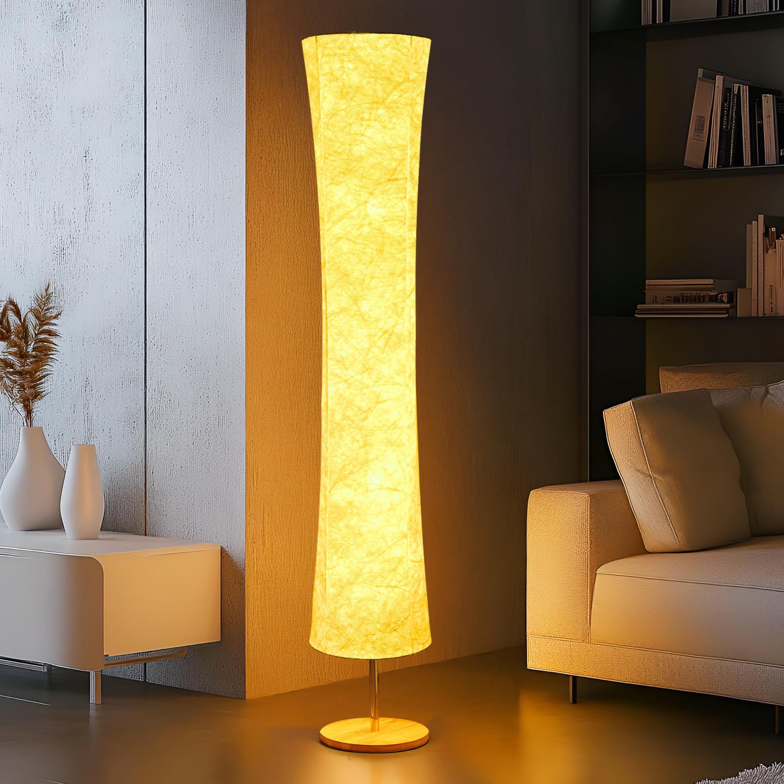 58 inch Simple Design Morden Soft Light Floor Lamp 3 Color Lighting Remote Control, LED lamp with Tyvek Fabric Shade,Brightness 