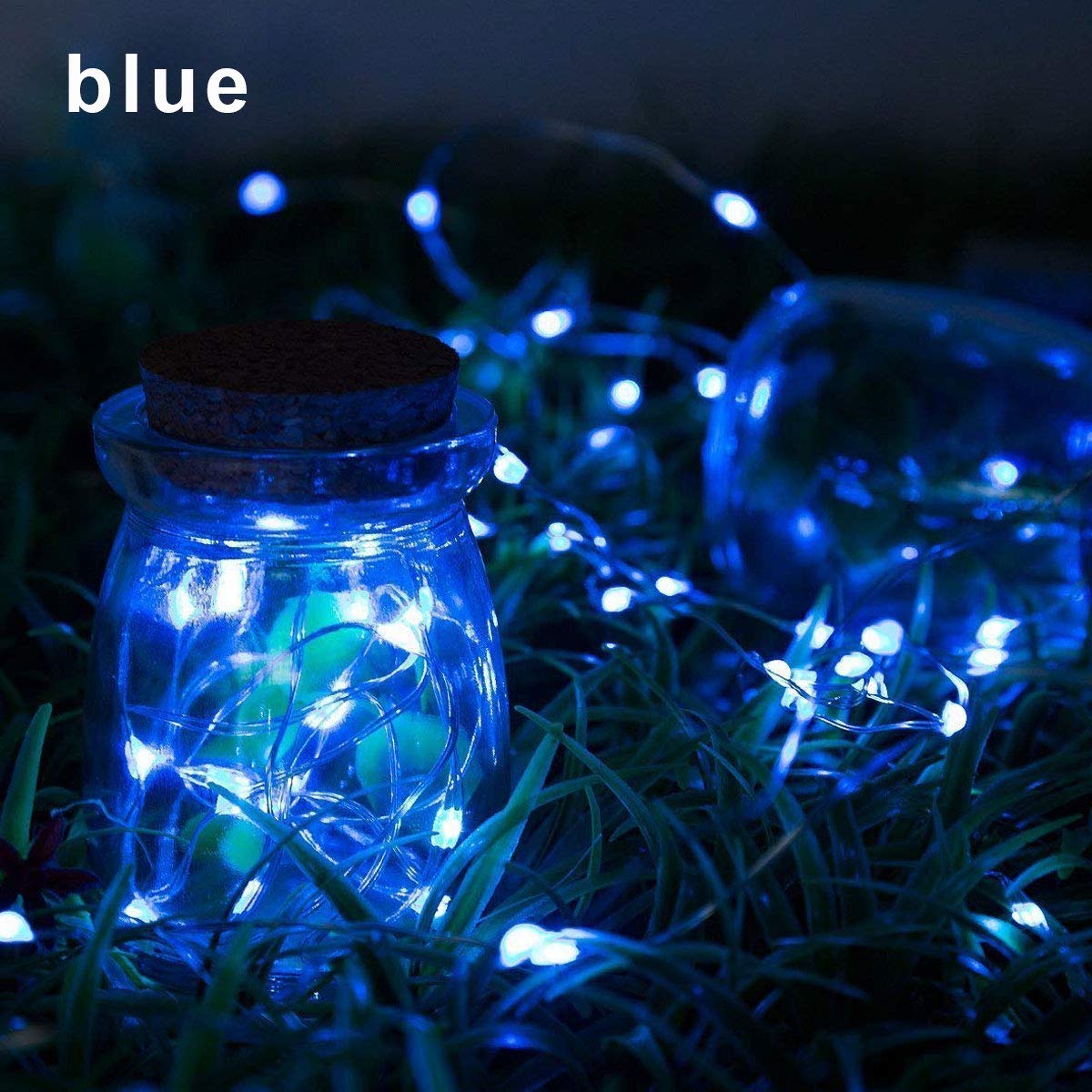 Yjfwal 16 Pack Blue Fairy Lights(Batteries Included) 10.5Ft 30 Leds Wire Battery Powered Fairy Rope Light For Diy Wedding Party Mason Jars Christmas Decorations (Blue Fairy Lights)