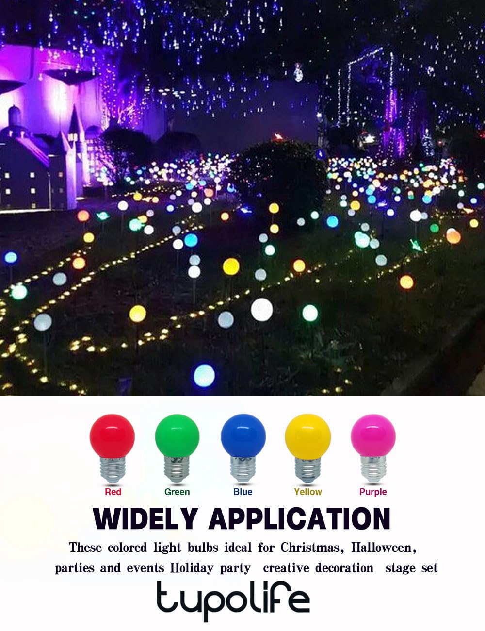 Tupolife Dc 12 Volt Led Bulbs  Low Voltage Light Bulbs  Purple 1W G14 G45 Mini Globe E26 Colored Night Lights  10W Equivalent For Christmas Halloween Holiday String Fairy Mood Lights Decor  5 Pack