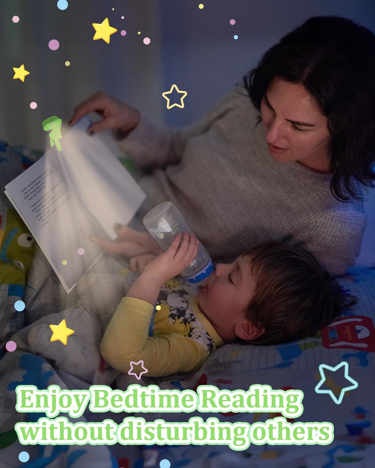 EastPin Dinosaur Book Light for Kids, Green, Model BMC-BL-DNS3, Cute Bookmarks, Perfect Stocking Stuffer for Boys 3-8 Years Old