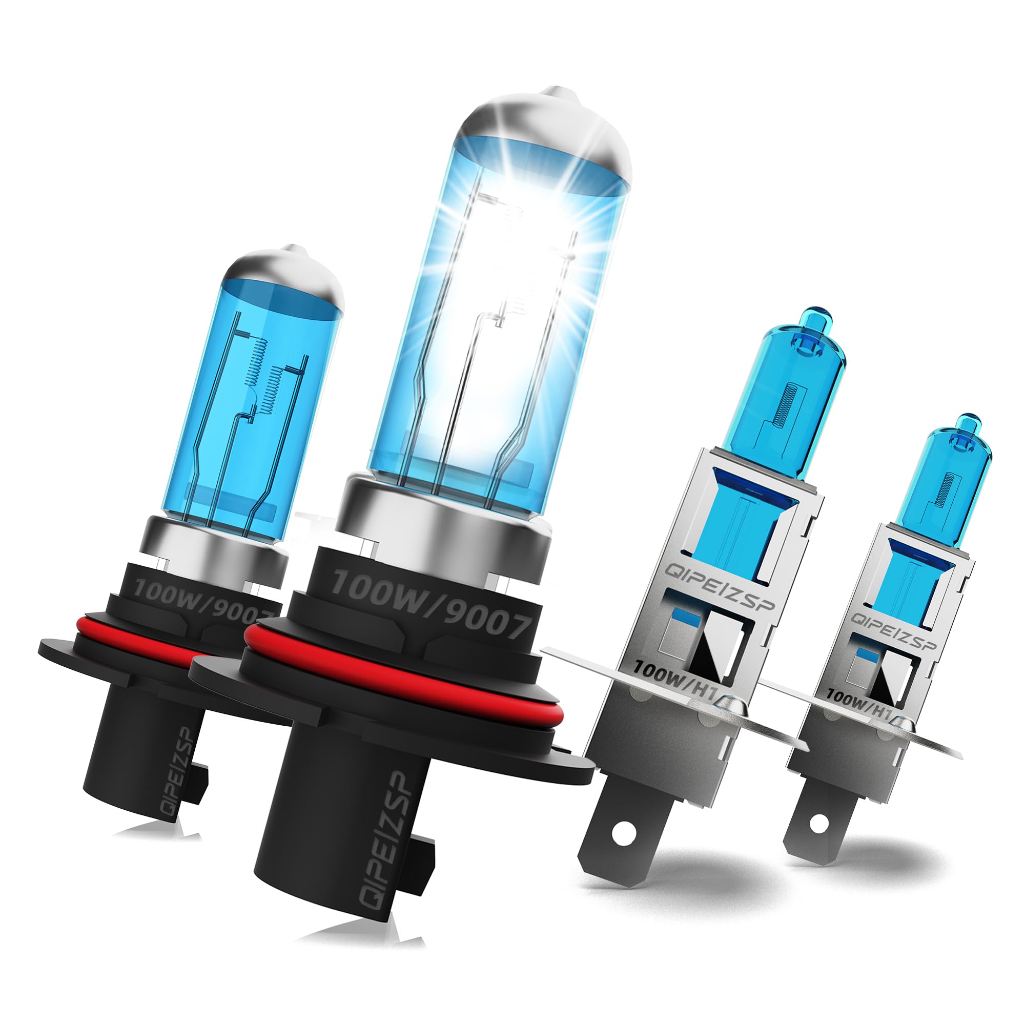 QIPEIZSP compatible with Ford Focus 2006-2007 Lights Headlights Bulbs, 9007 High/Low Beam Halogen Headlights and H1 Fog Light, 4