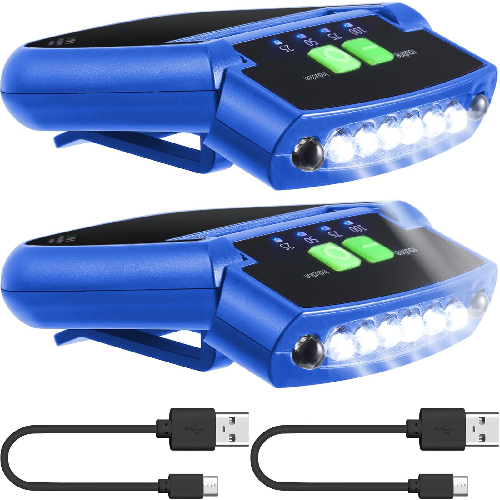 Mudder LED Clip on Cap Lights, USB Rechargeable, Waterproof, Ultra Bright, Model Mudder-IKJW637, Color Blue