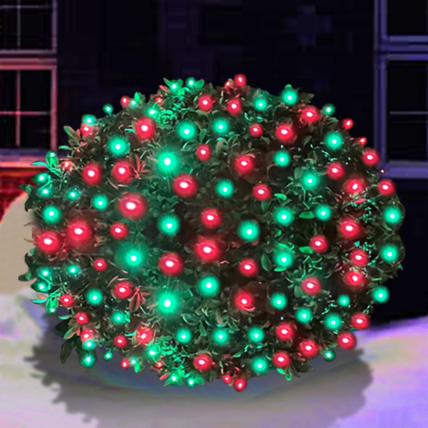 HISHINY LED Christmas Net Lights Outdoor, 5ftx5ft 100LED Green Wire, Connectable Bush Mesh Net Lights String for Halloween Chris