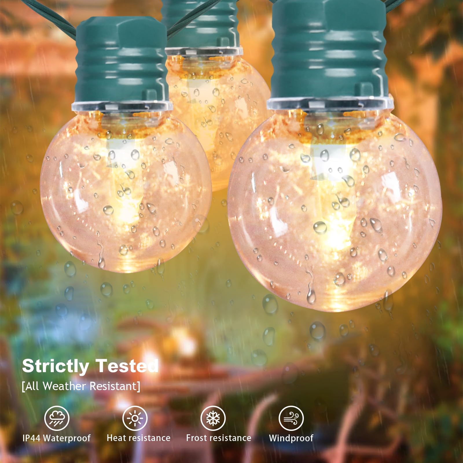 Afirst Led Outdoor String Lights Waterproof With 100 Bulbs, 34Ft Patio Lights For Garden Backyard Porch Holiday (Green)