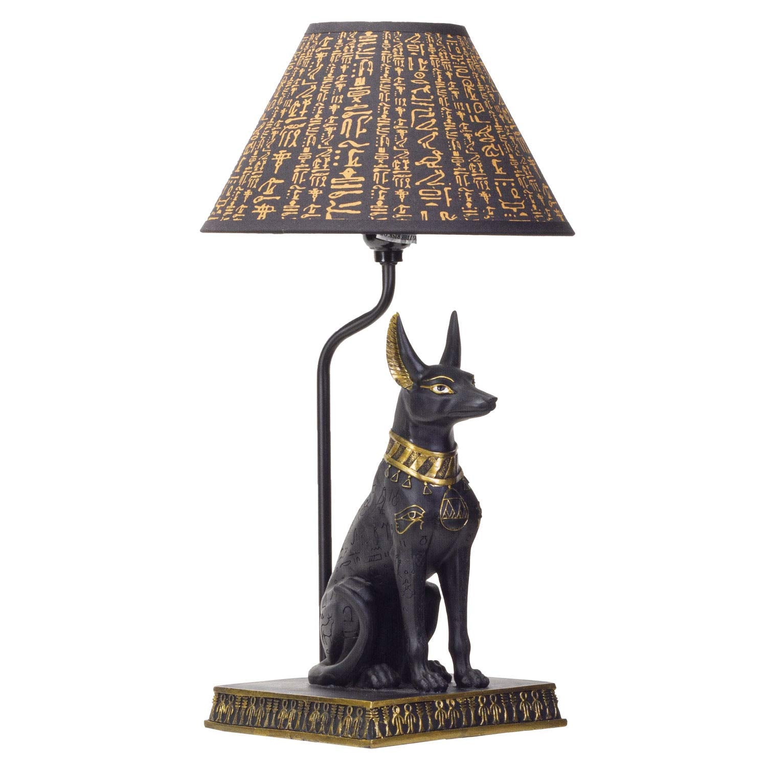 Pacific Giftware Egyptian God of Underworld Anubis Sculptural Table Lamp with Shade 18 inch Tall (Black and Gold)
