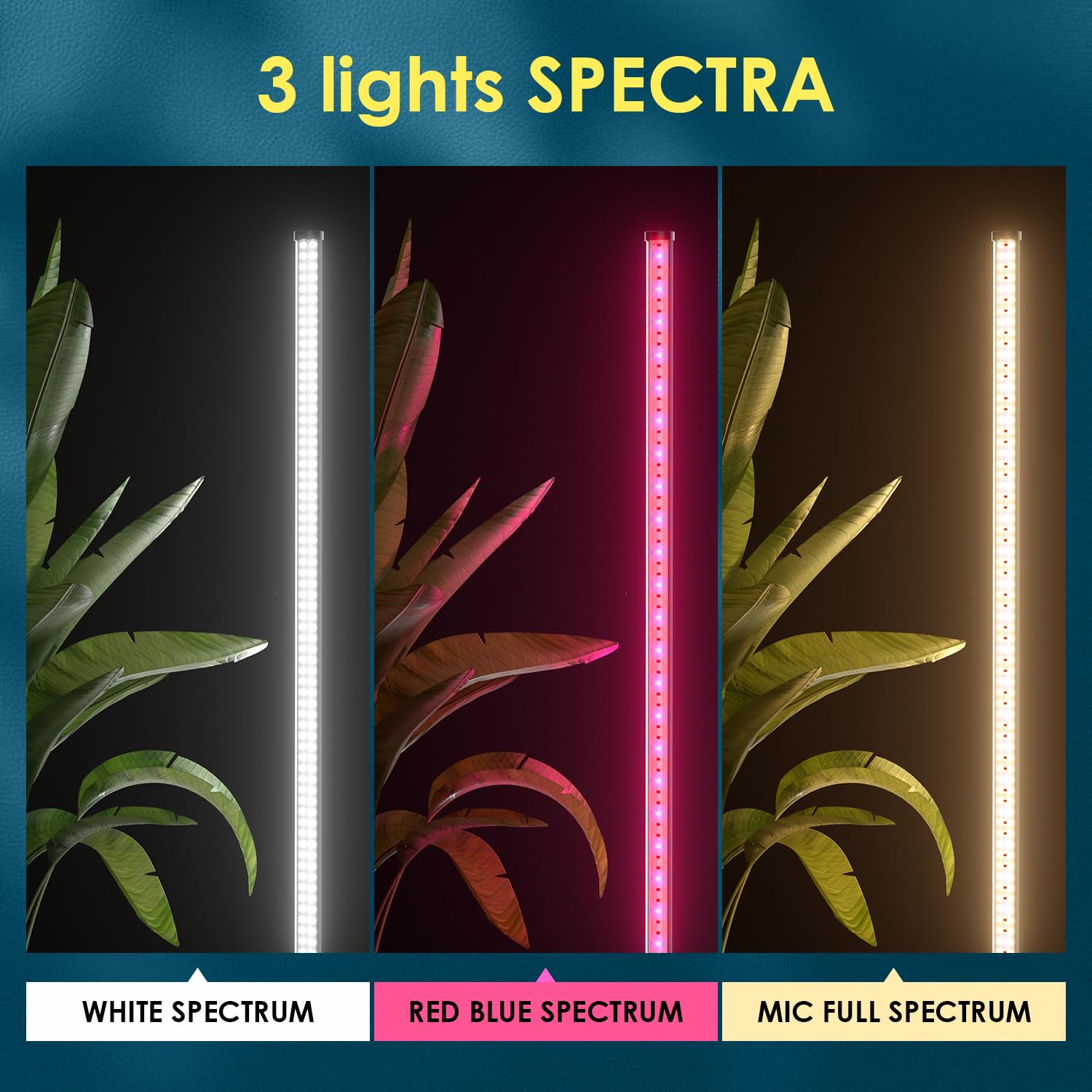 Porikg 2 Pack 6000K Grow Lights for Indoor Plants, Full Spectrum, 45in Height, Aluminum, Model HD-PL-23AC20, MIX Spectrum
