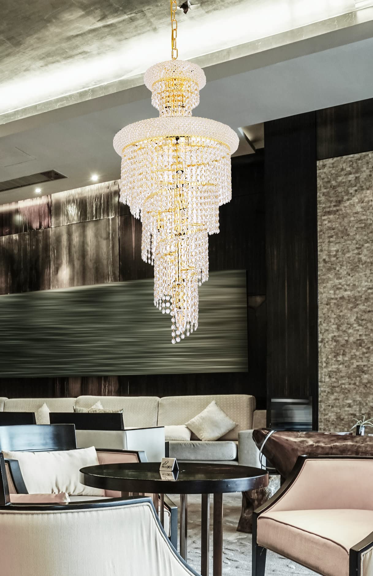 Elegant Lighting 10-Light Spiral Hanging Fixture, Royal Cut Crystals, Chrome Finish, 16in - Model 1800SR16C/RC, Multicolor