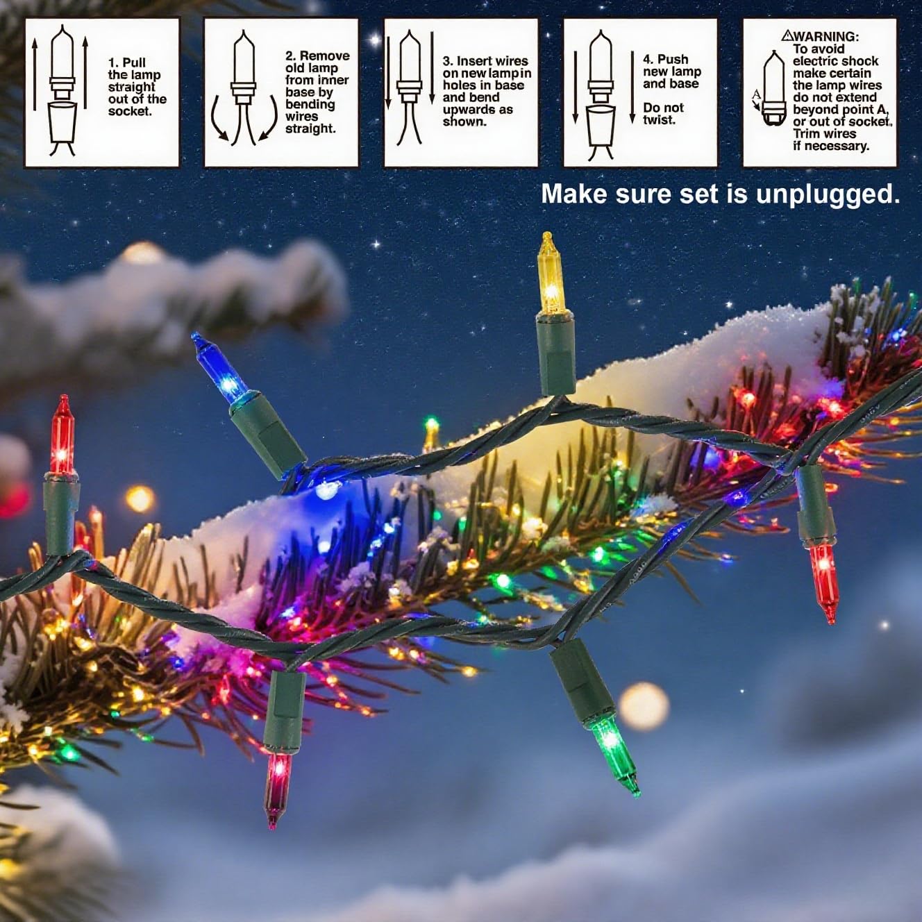 Watereem Multicolor Christmas String Lights  100 Count  Incandescent Mini Christmas Lights  Connectable Xmas Tree Light For Indoor Outdoor Garland Birthday Holiday Wedding Festival Party