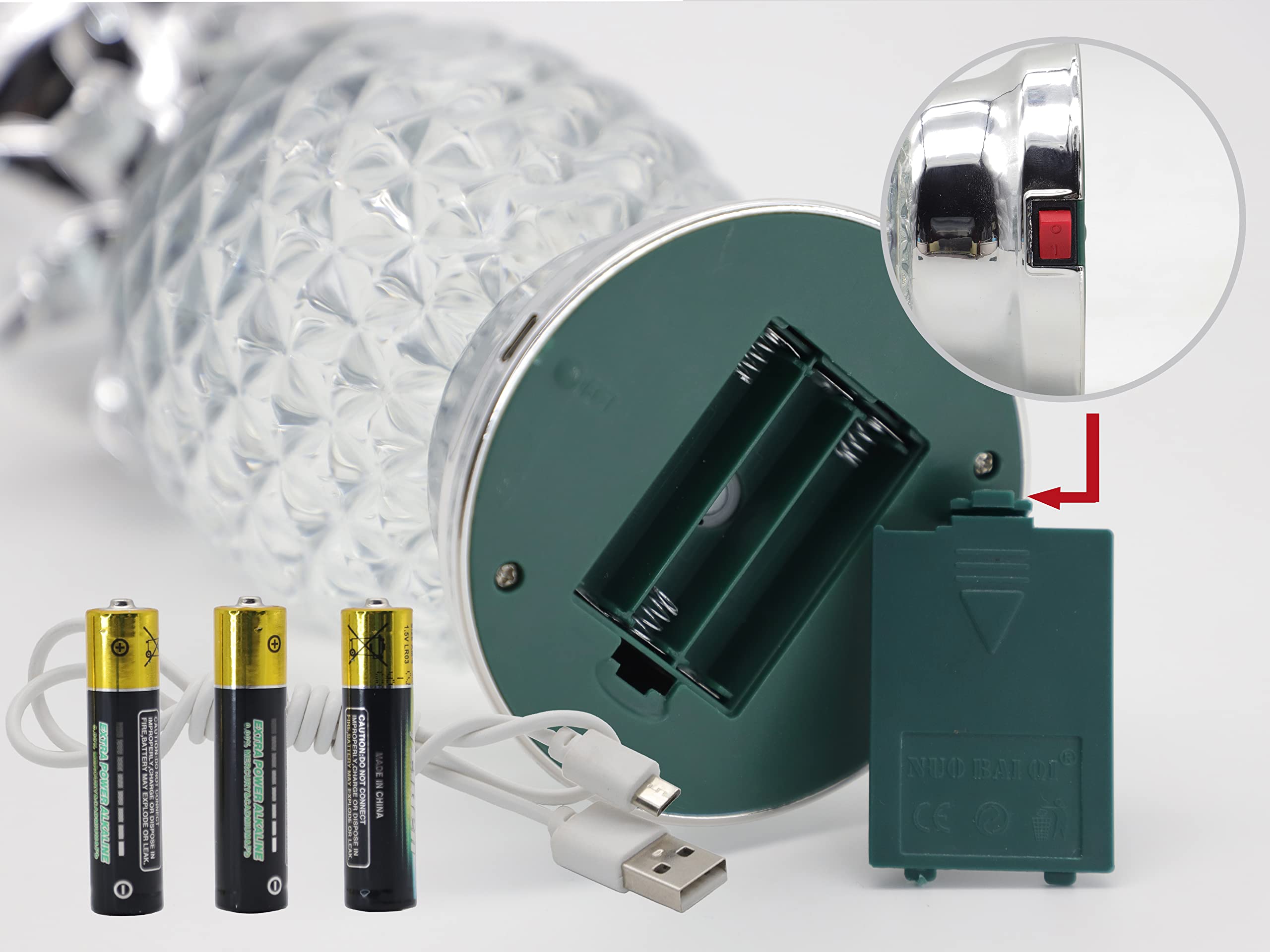 Yakii 9.5&quot; Pineapple Led Color Changing Lava Lamp - Silver, Battery/Usb Operated Table Decoration