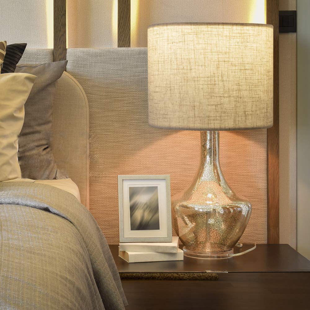 Wellmet Lampshade for Table, Bedside, Floor Lamp - 13inx13inx10in, Linen, Fabric Drum, Model DS-TLS, Classic Modern Style