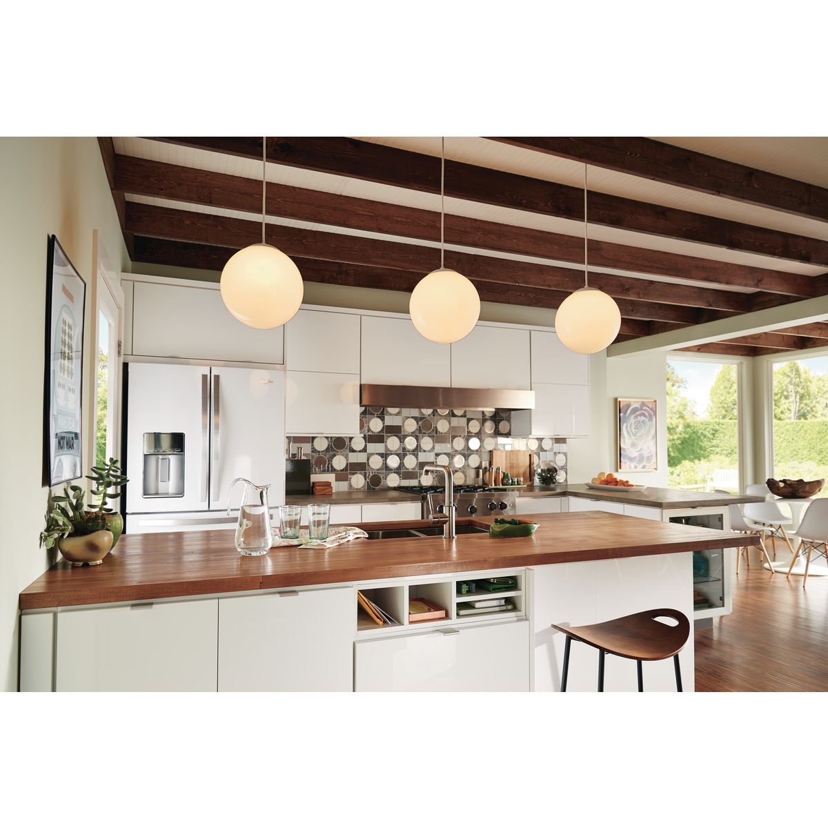 Progress Lighting P4403-29 Opal Cased Globes Provide Evenly Diffused Illumination White Cord, Canopy And Cap, Satin White 12-Inc