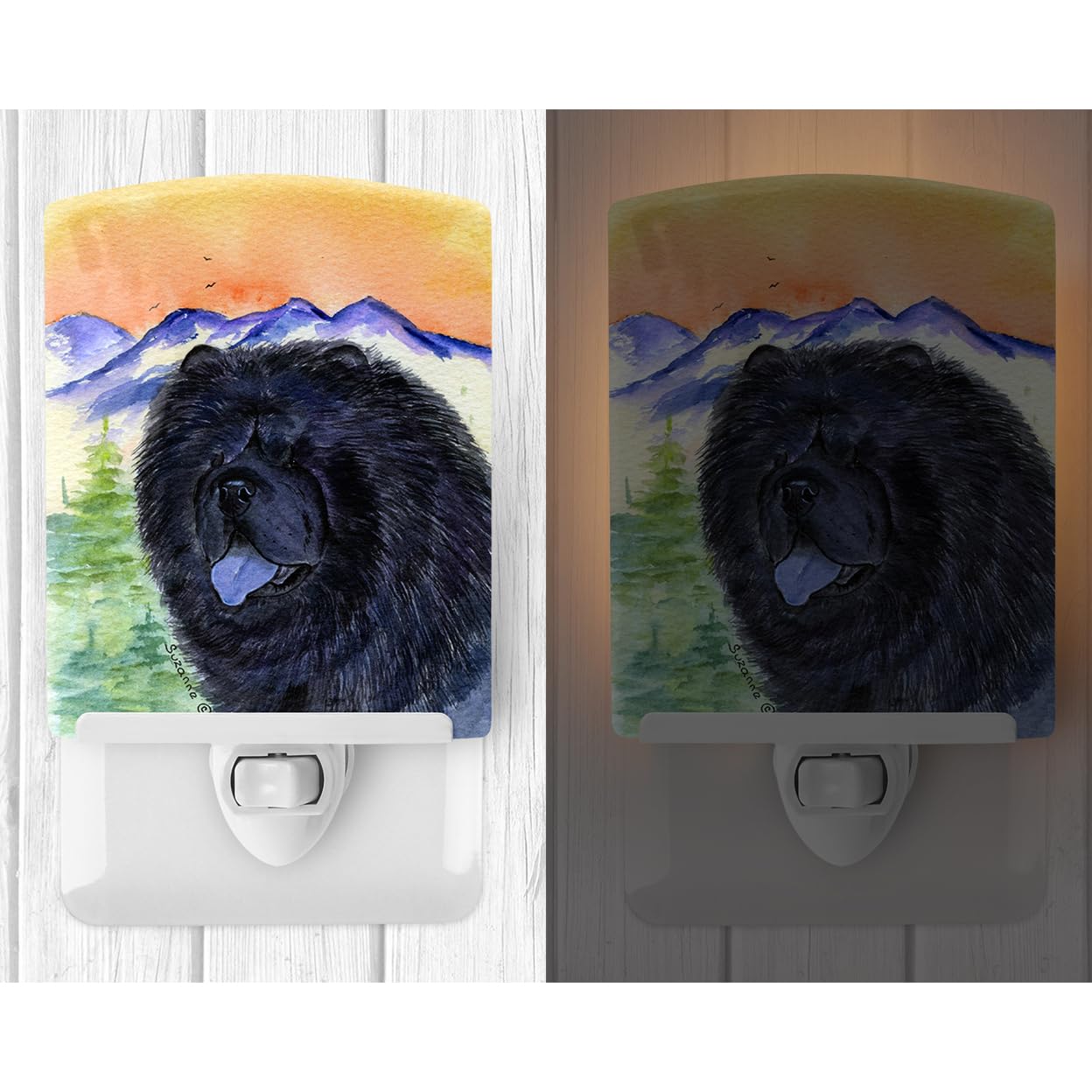 Caroline'S Treasures Ss8191Cnl Chow Chow Ceramic Night Light Compact, Ul-Certified, Ideal For Bedroom, Bathroom, Nursery, Hallway, Kitchen, 6X4X3, Multicolor