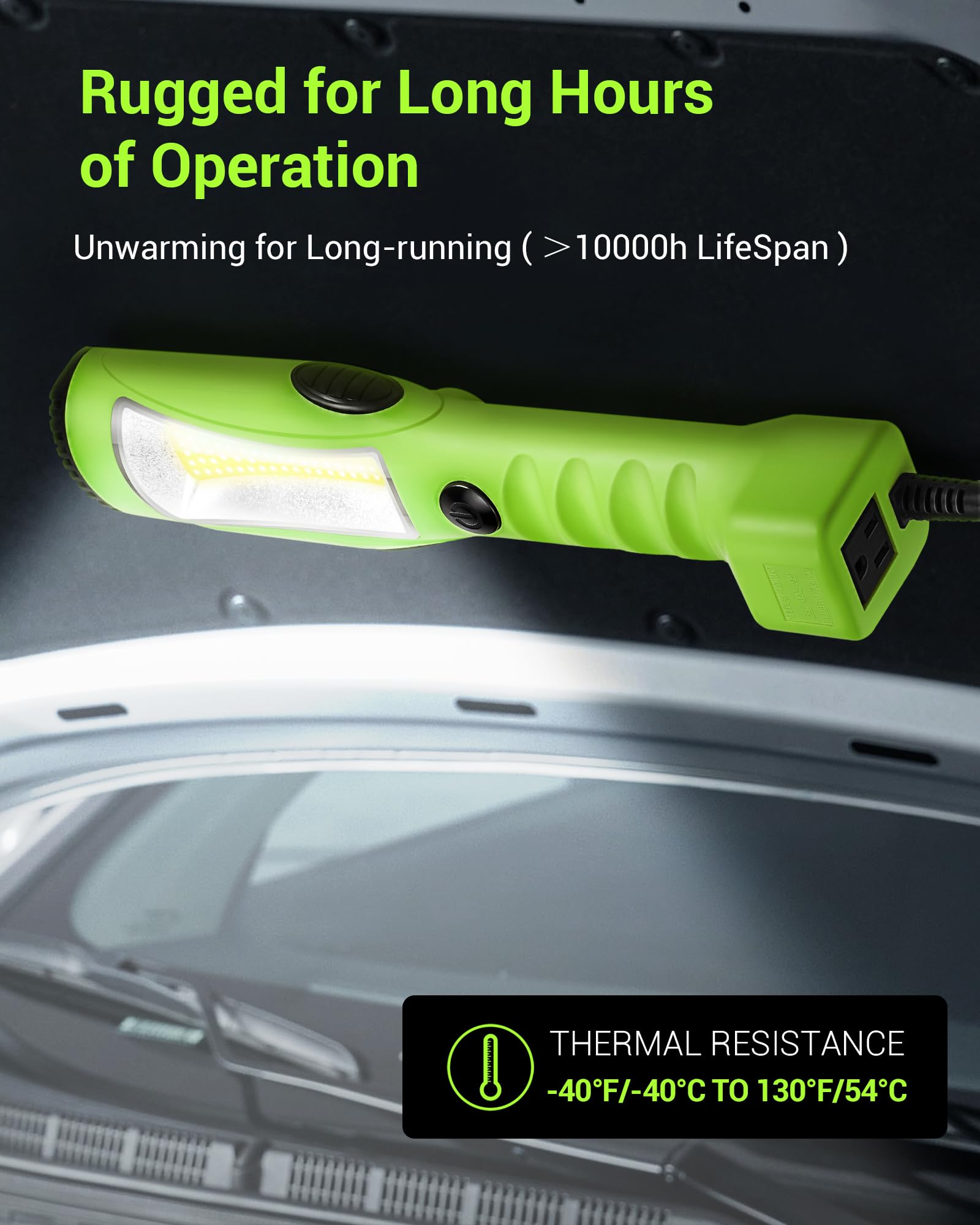 Edishine 2000Lm Led Work Light, 15Ft Underhood Work Light, Dimmable Cob Led Trouble Light With Cord 16 Gauge Sjtw, Strong Magnet