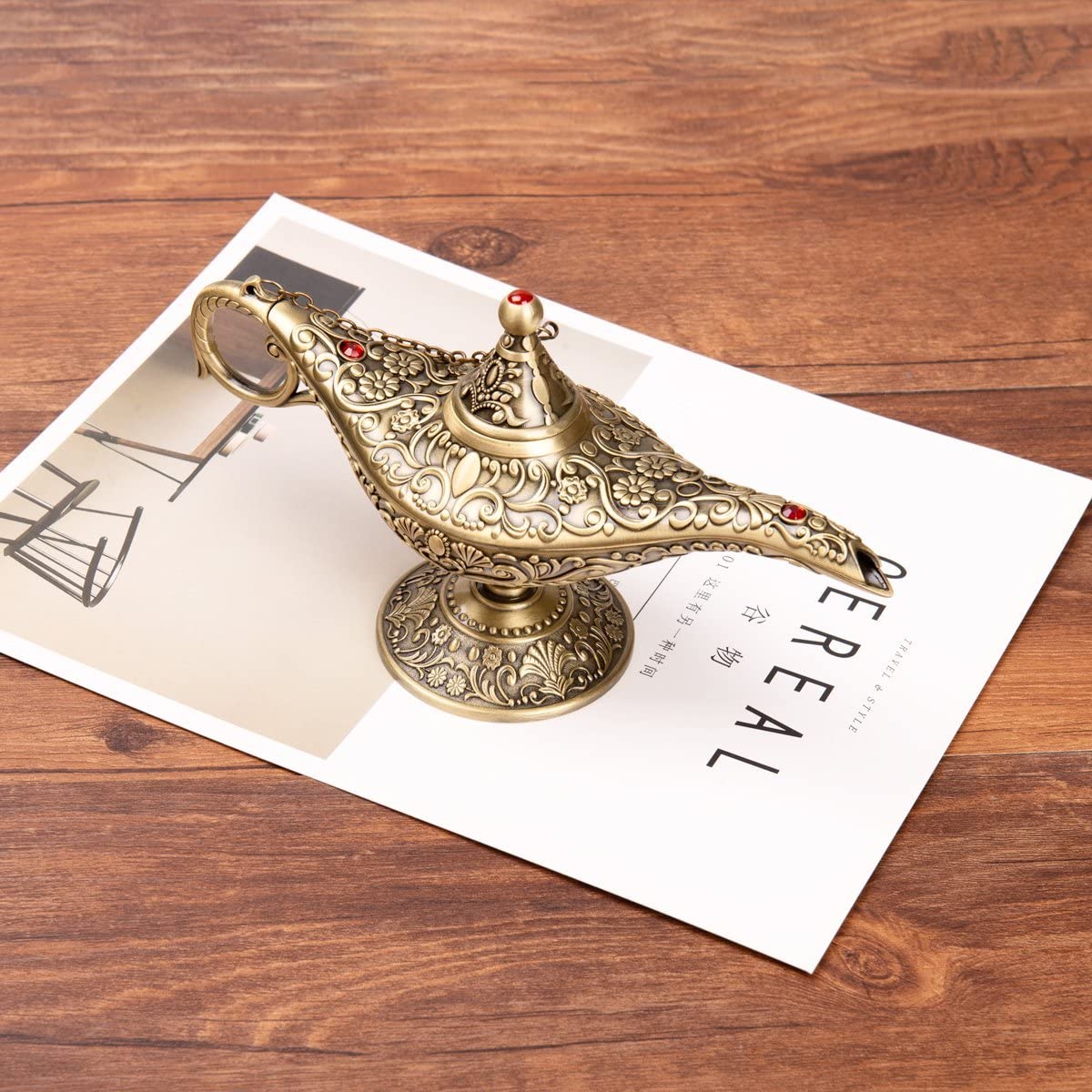 Feyarl Vintage Legend Lamp - Bronze Zinc Alloy Magic Genie Wishing Light Pot, Model F0357, Classic Costume Prop for Home Decor & Gifts