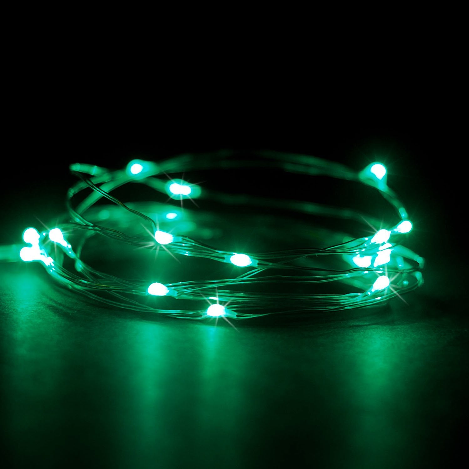 Rtgs 30 Leds Green Color String Lights Silver Wire Indoor And Outdoor 9.5 Feet Firefly Starry Fairy Lights Battery Powered For Diy, Christmas, Holidays, Party, Bedroom And Centerpieces
