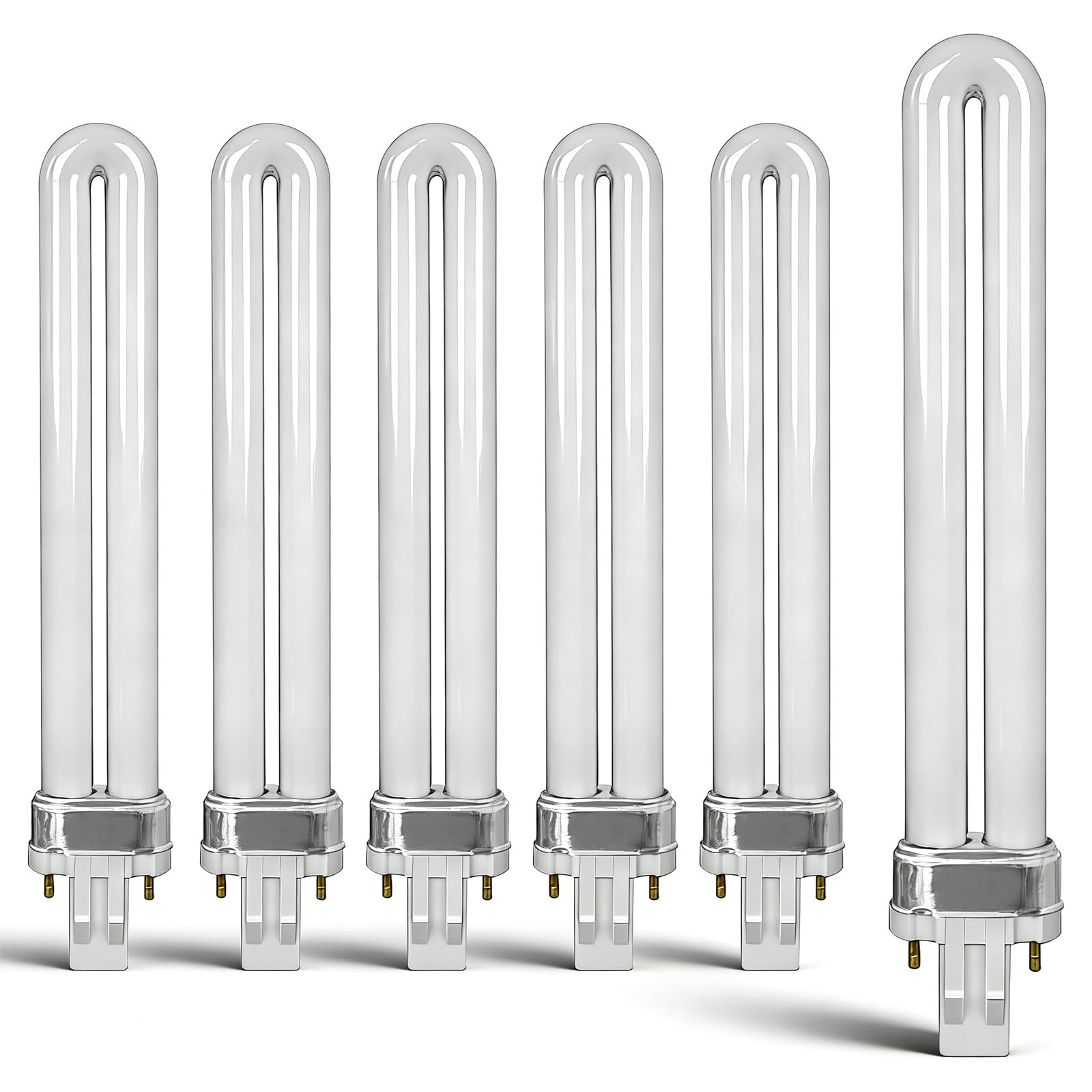 6PCS PL-13W 4100K GX23 Compact Fluorescent Light Bulb Compatible with Philips PLS13W41  Sylvania CF13DS/841/ECO  GX23 Bulb with 2 Pin Base and 13W Single Tube