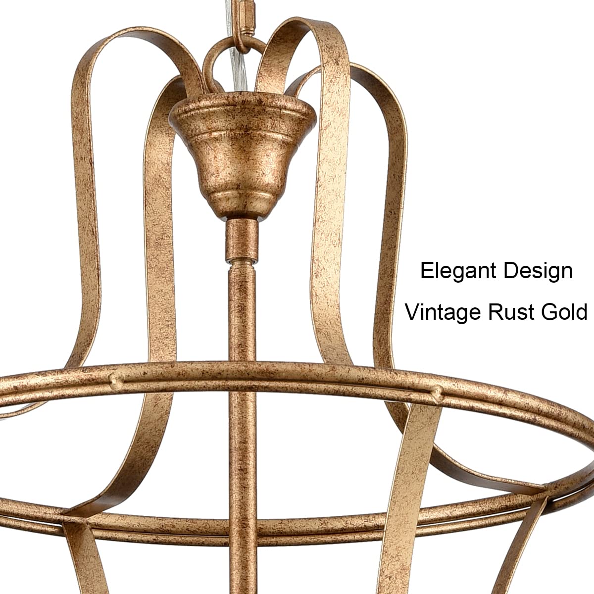 Teenyo Modern Lantern Pendant Light 4-Light Lantern Chandelier Lighting, Rusty Gold Lantern Pendant Lightis For Kitchen Island D