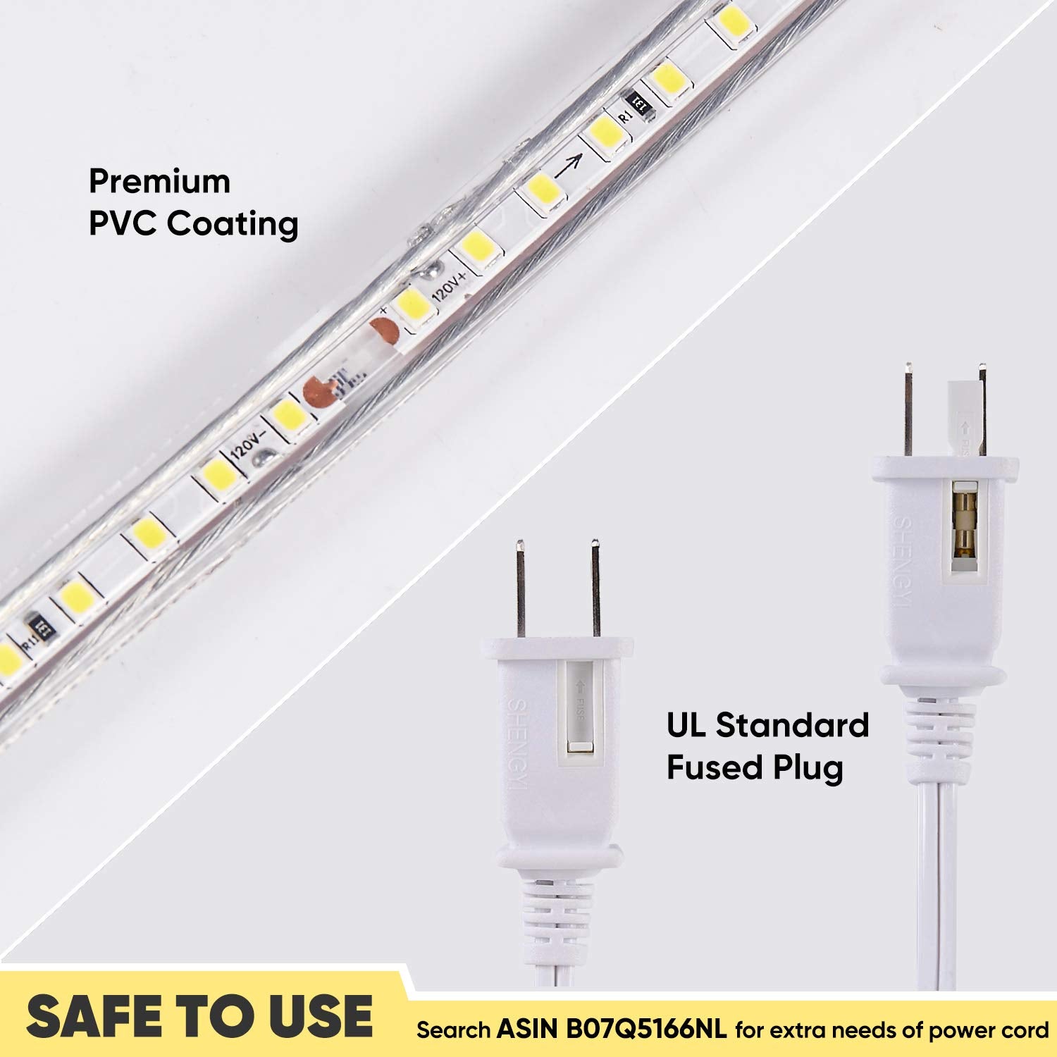 Shine Decor Led Strip Light 50Ft 120Vac, Super Bright 6337 Lumens Dimmable, Ip65 Waterproof For Outdoor Indoor, 6500K Cool White