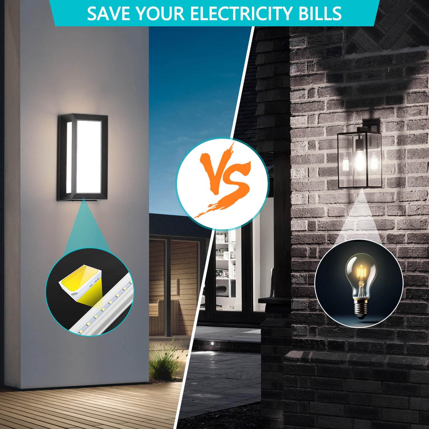 Tewei 2 Pack Modern Led Outdoor Wall Lights, 4000K Waterproof Sconce For Garage & Entrance