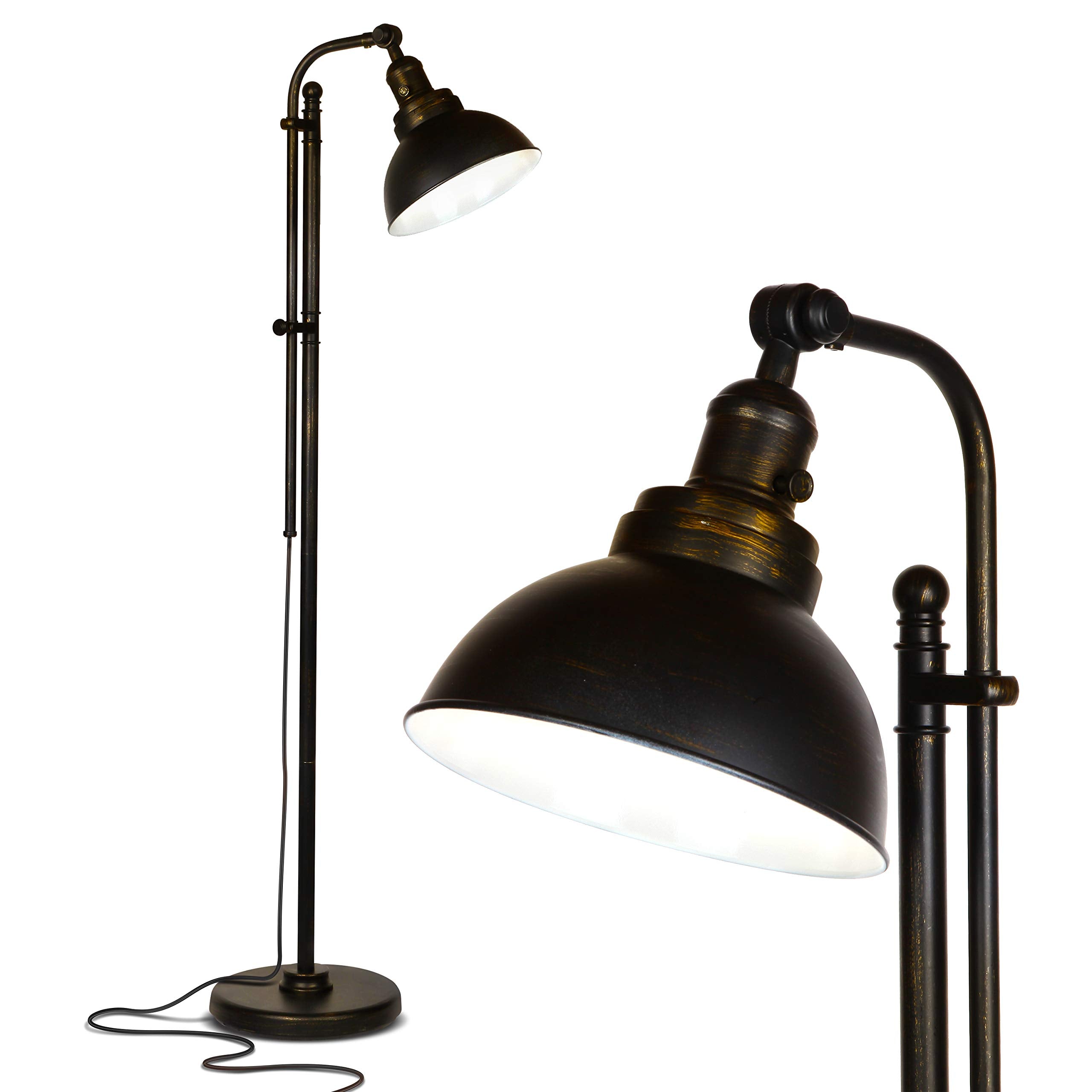 Brightech Dylan Industrial Floor Lamp, Adjustable Metal Standing Lamp, Bronze Finish, LED, Model 850012486244, Ideal for Living Rooms & Offices