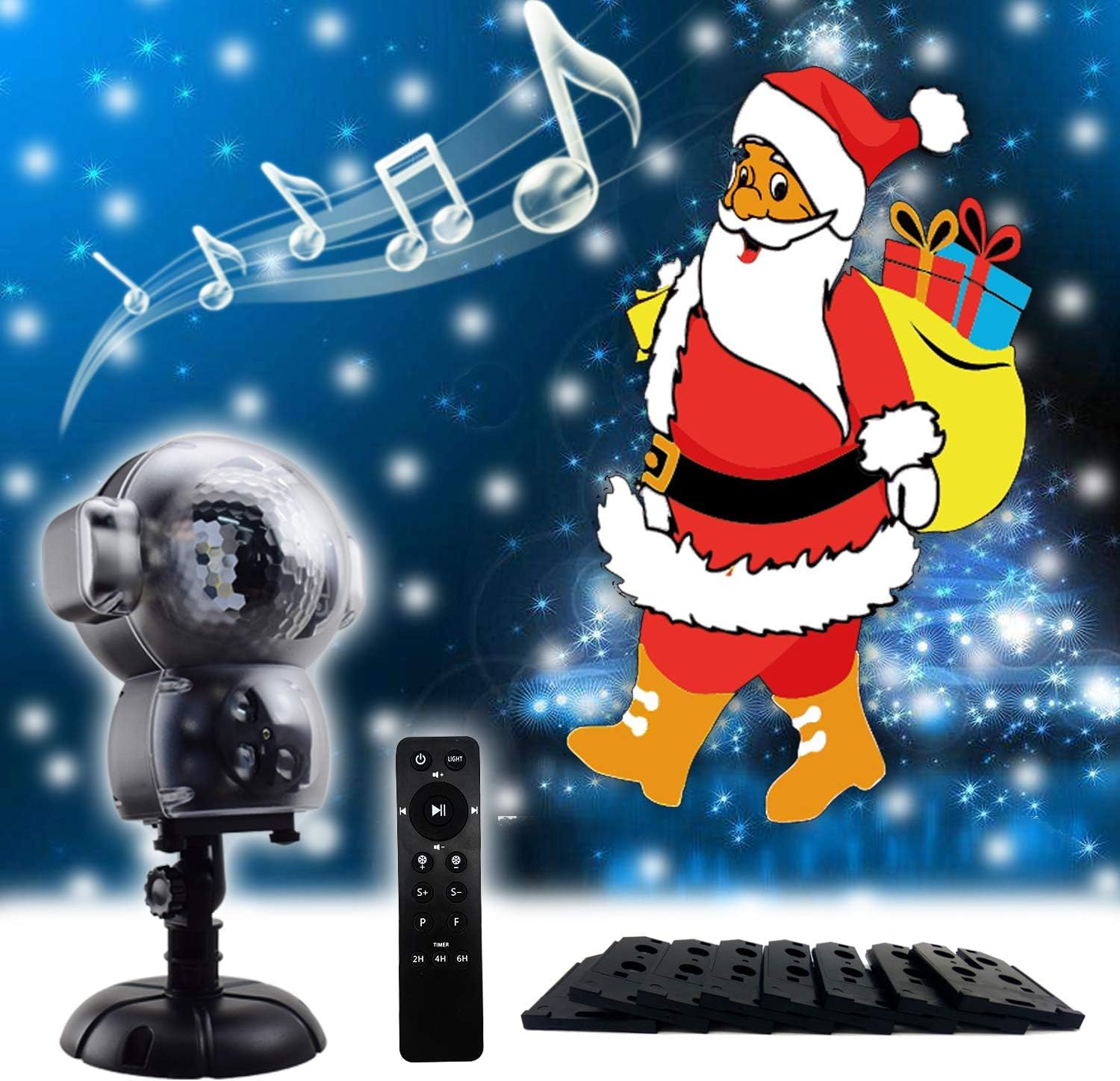 UPODA Christmas LED Snowfall Halloween Waterproof with Remote Control Timer and Music Player Anime Snow Light Projector for Outd