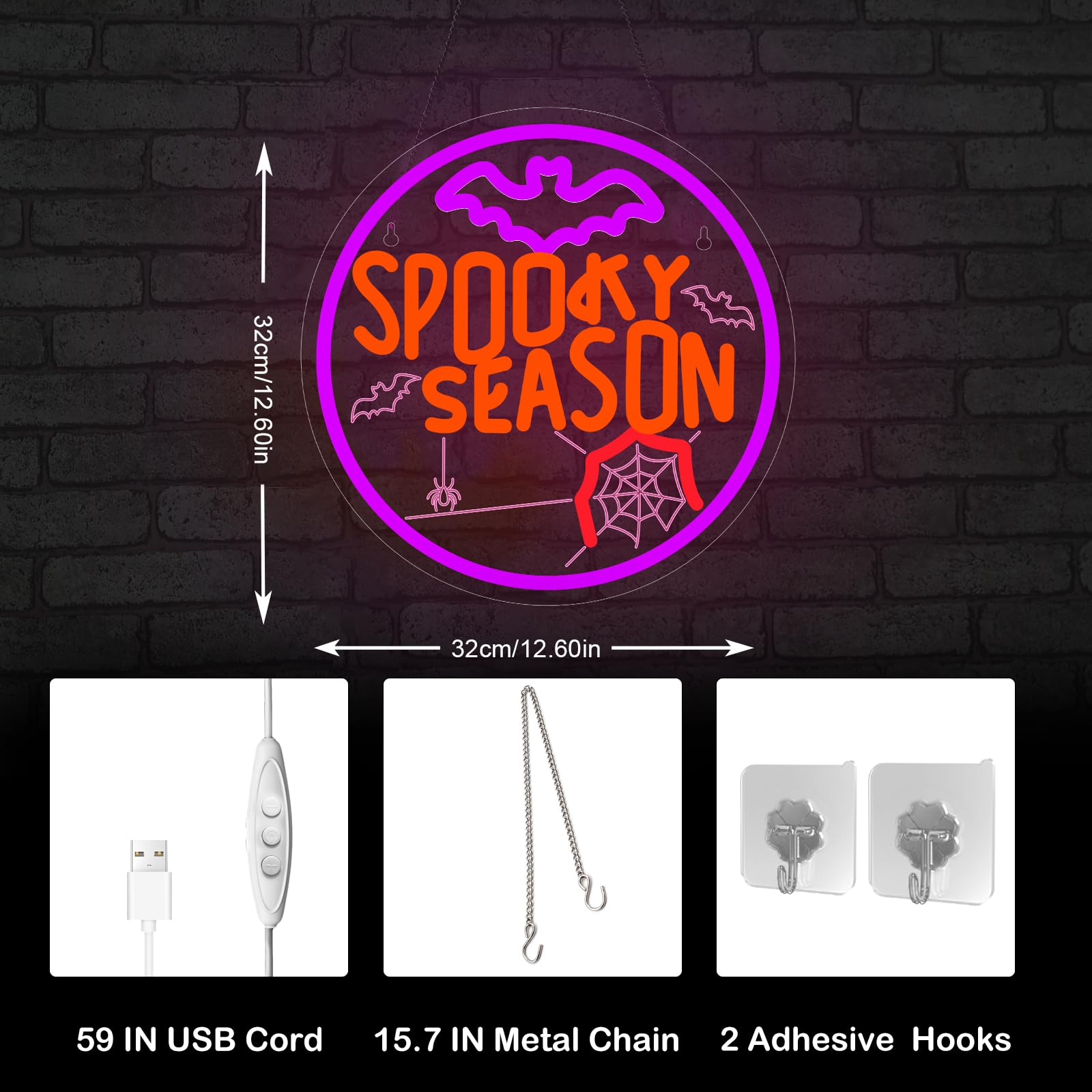 Spooky Season Neon Sign  Led Halloween Neon Light For D?Cor  Halloween Parties  Gift Usb Powered  Dimmable