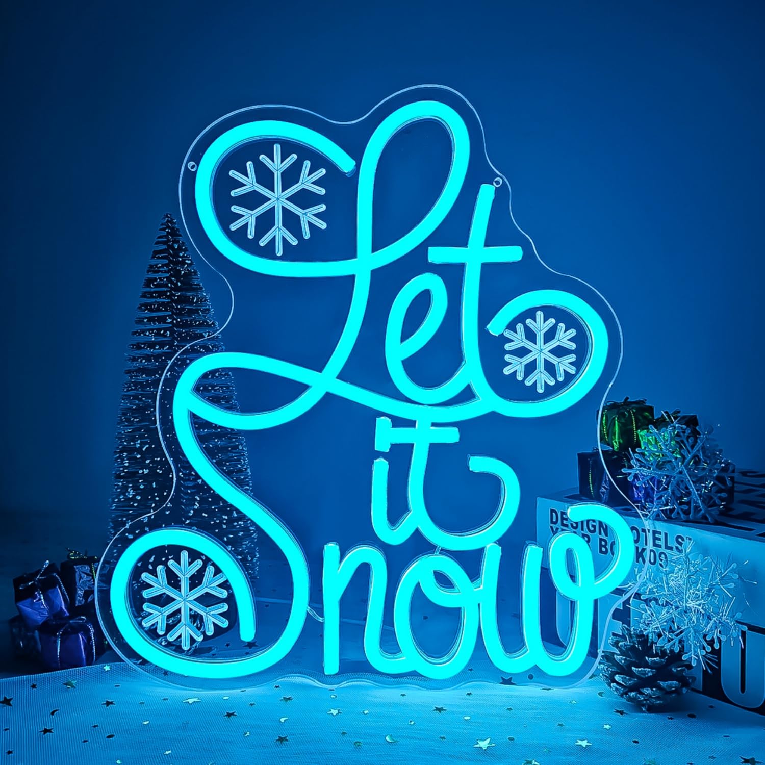 CinsYarn Neon Snowflake LED Sign for Wall Decor, Acrylic, Colorful, Winter Party Art