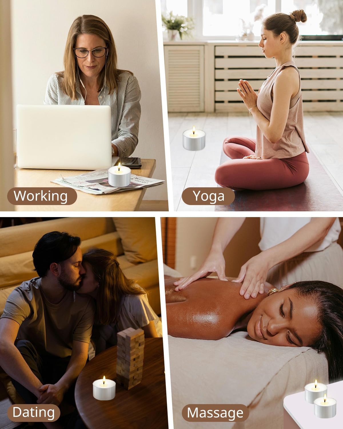 Hypmis Tea Lights Candles 240 Pack, 8 Hours Burning Long Time,White Votive Bulk, Bright Burn With Palm Wax (Non-Scented),Smokeless Tealights For Christmas,Thanksgiving,Homemory Decorative