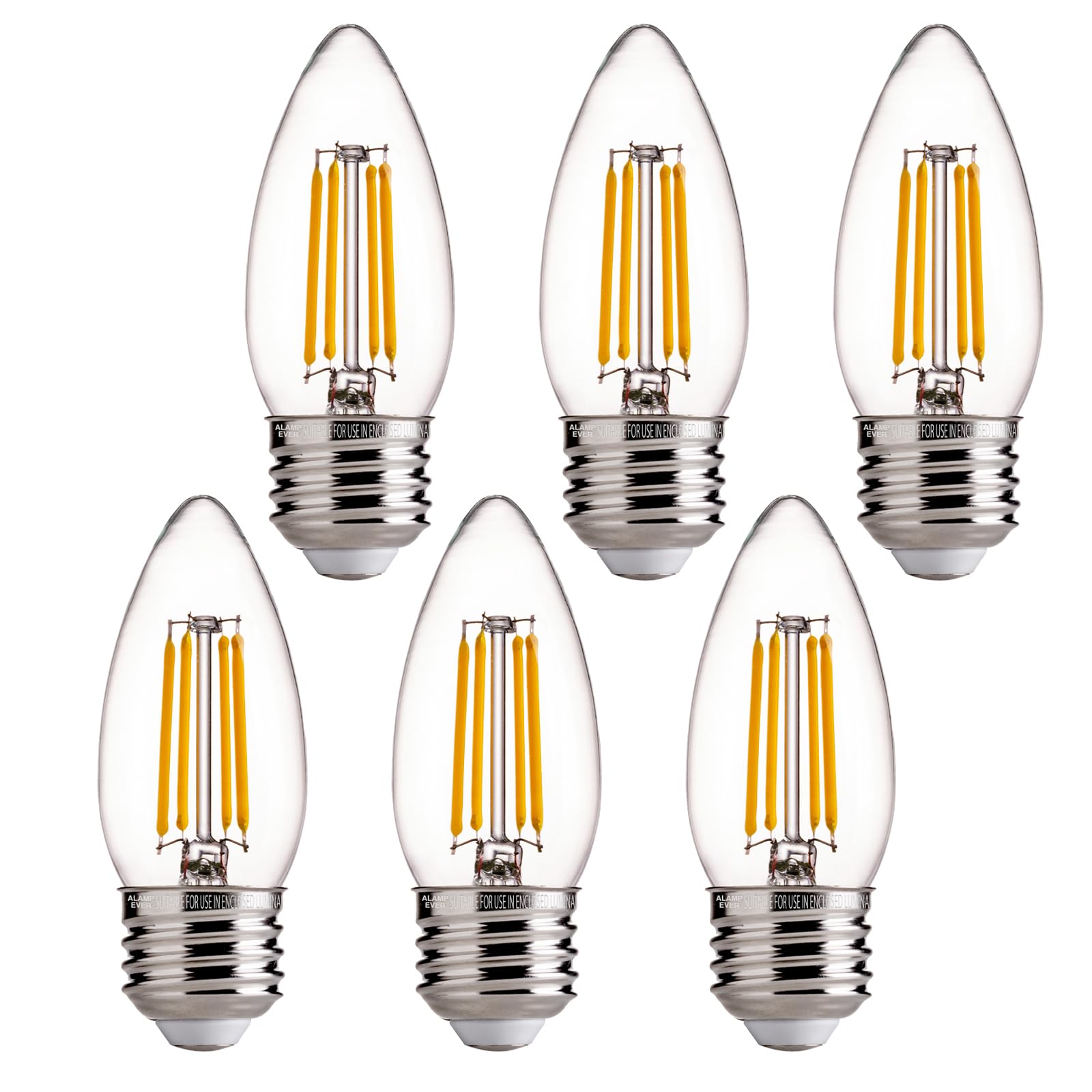 Alampever E26 Led Bulb 60W Equivalent, Dimmable B11 Candelabra Light Bulbs, 2700K Soft White, 450Lm, Vintage Edison Style, Perfe