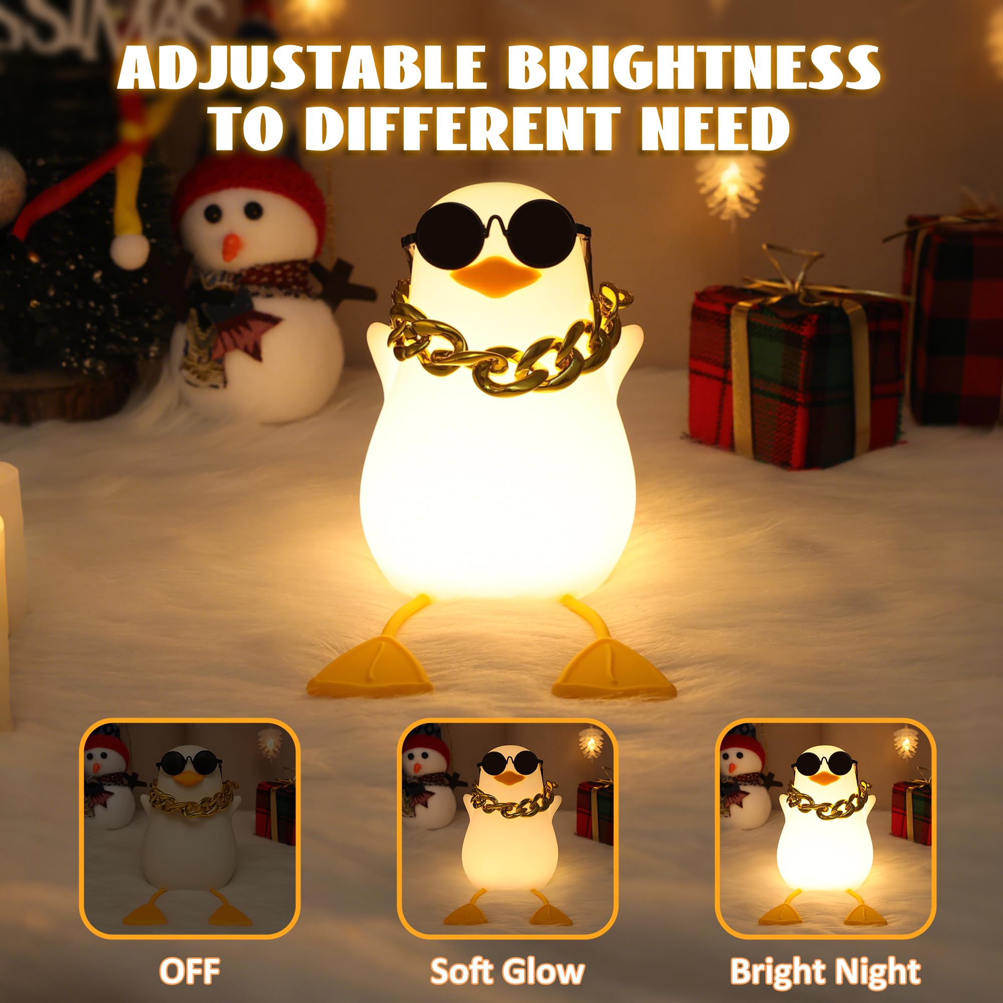 Duck Night Light, Silicone Duck Lamp, Cute Bedside Duck Goose Funny Nightlight With Dimmer And Timer For Room Decor, Duck Gifts