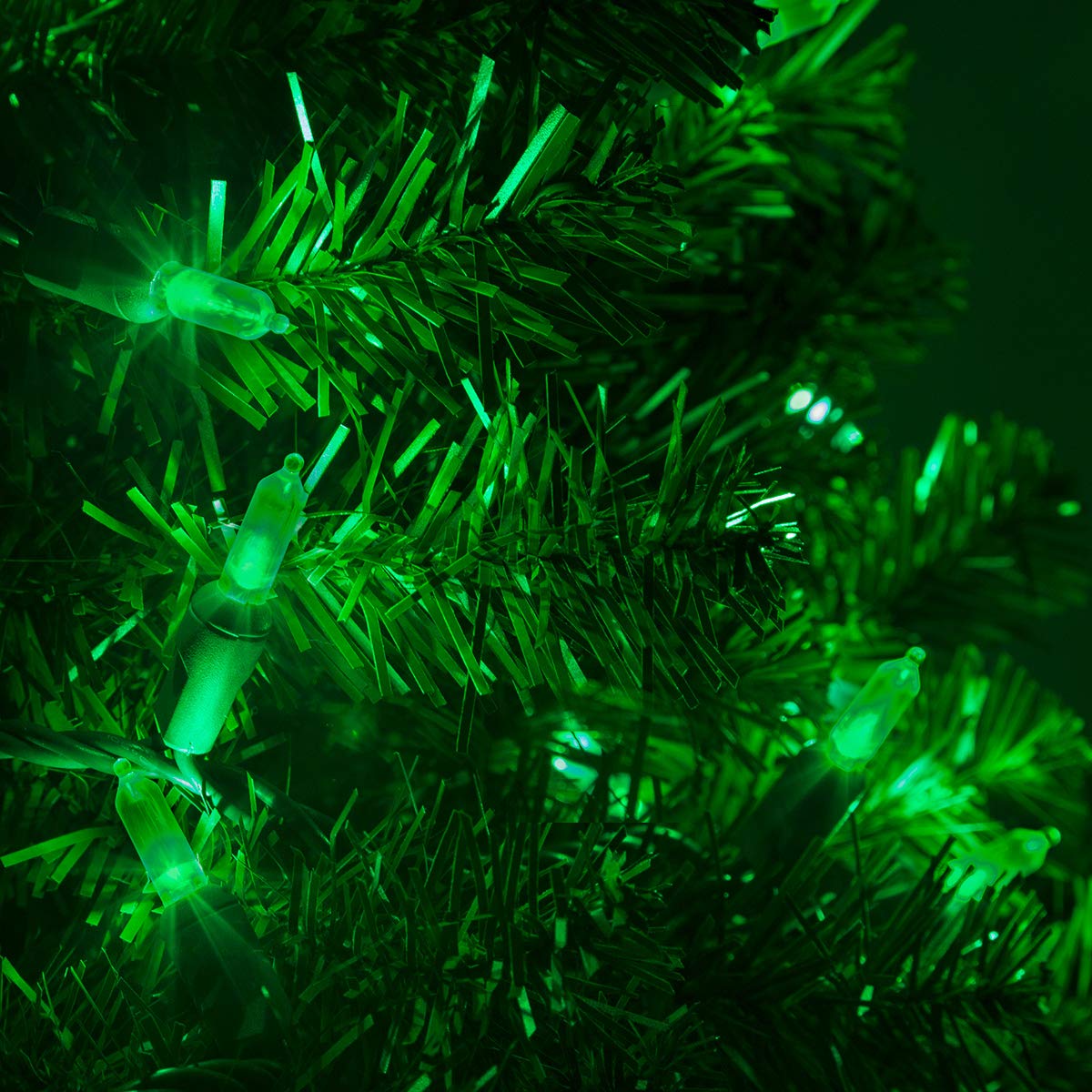 Wintergreen Lighting 50 T5 Green Christmas Tree Lights, 25.5' Led Christmas Lights Mini Lights St. Patricks Day Lights Halloween Lights Holiday Lights