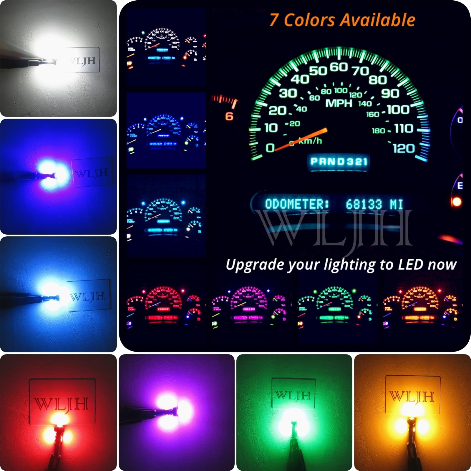 WLJH T5 PC74 Wedge LED Bulbs 10 Pack, White Canbus Dash Lights for Instrument Panel