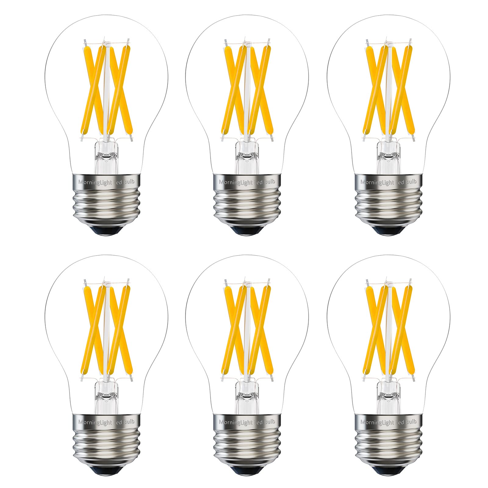 Morninglight A15 E26 Led Light Bulb 60 Watt, 2700K Warm White Dimmable Led Light Edison Bulbs 60 Watt, 6 Pack A15 7W Clear Antiq
