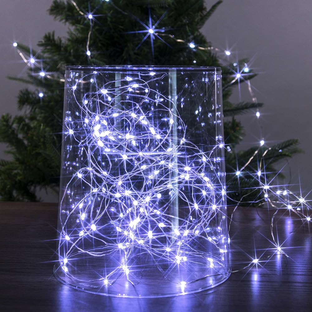 PCORES 328FT Long Fairy Lights 1000 LED Cool White Silver Wire Remote Control Indoor Outdoor Plug in String Lights for Bedroom L