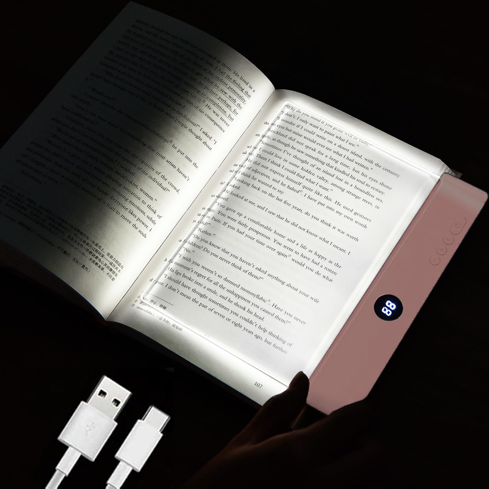 AVEKI Book Light, Dimmable LED Reading Light 3 Color Flat Book Lamp for Reading, Rechargeable Full Page Lights with Timer Portab