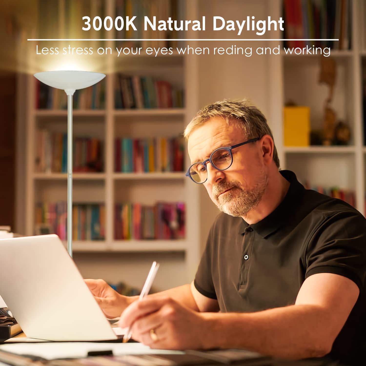 Floor Lamp, 70.5 Inchtorchiere Standing Lamp, 20W 2000Lm Led Halogen Floor Lamp,Stepless Dimmable, Touch Control, 50000Hrs Lifes