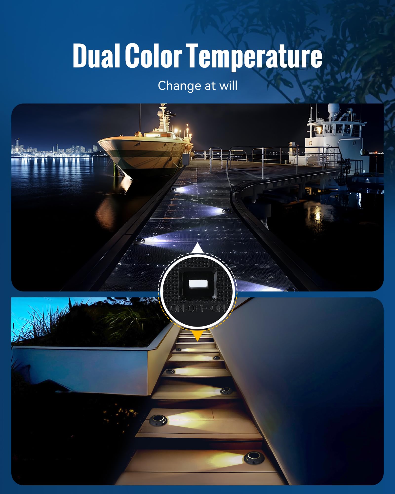 Fabstyl Solar Dock Lights 4 Pack, Waterproof Led Driveway & Pathway Lights, Black