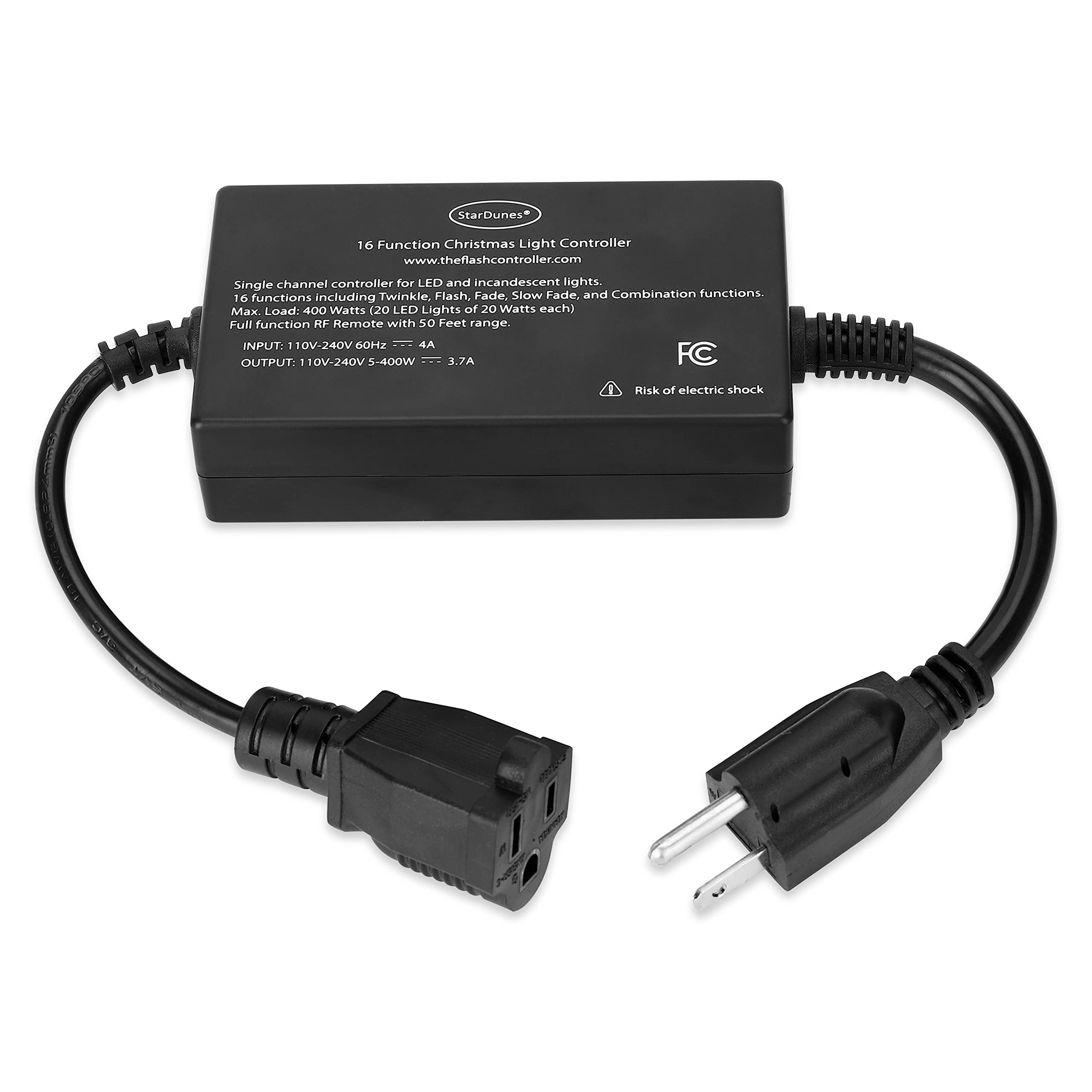 Stardunes Christmas Light Controller - 16 Dazzling Flash/Fade Functions, 5 Timer Functions, Full Function Remote