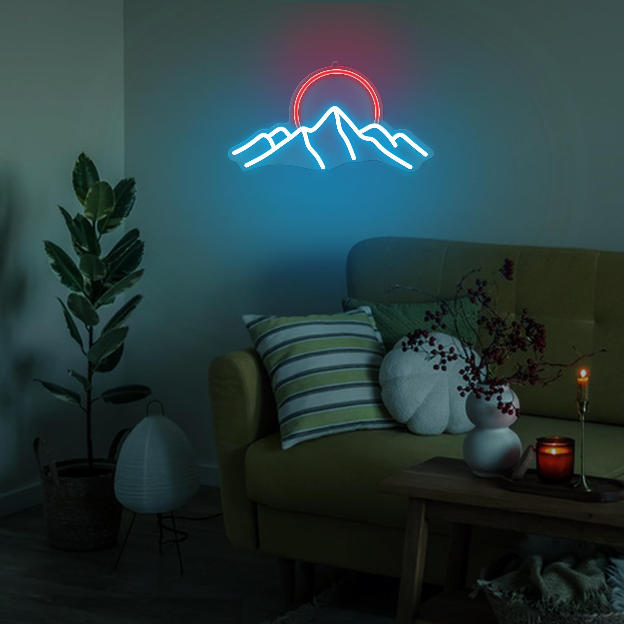 Anywin Mountain Neon Sign, Dimmable LED Wall Decor, Acrylic Art for Living Room, Bedroom, Gaming Room, Model AW-NH006