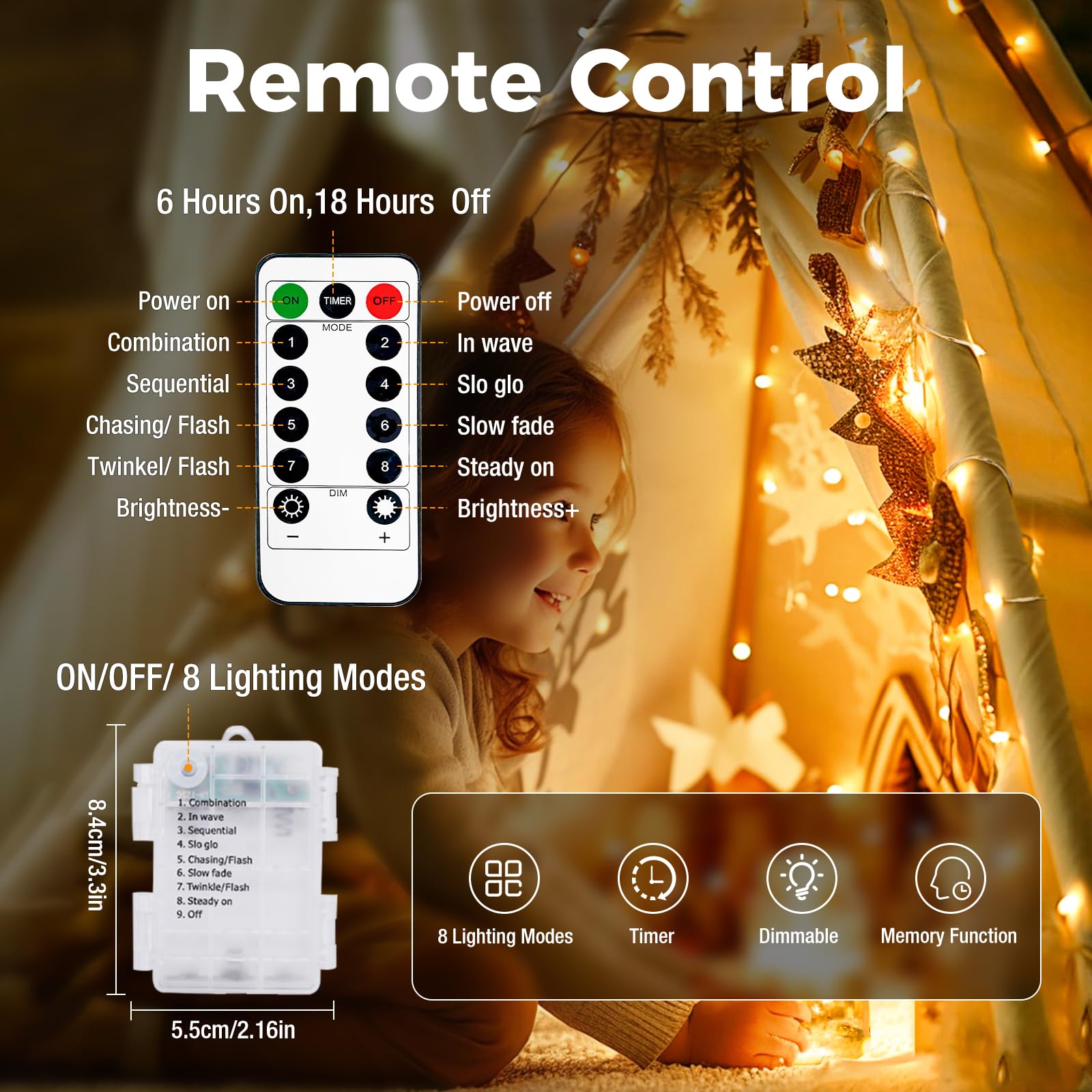 Litogo 3 Pack 33Ft 100 Led Fairy Lights Battery Operated With Remote And Timer, Ip65 Waterproof Twinkle Lights Battery Powered 8 Mode Silver Copper Wire String Light For Outdoor Indoor Christmas Decor