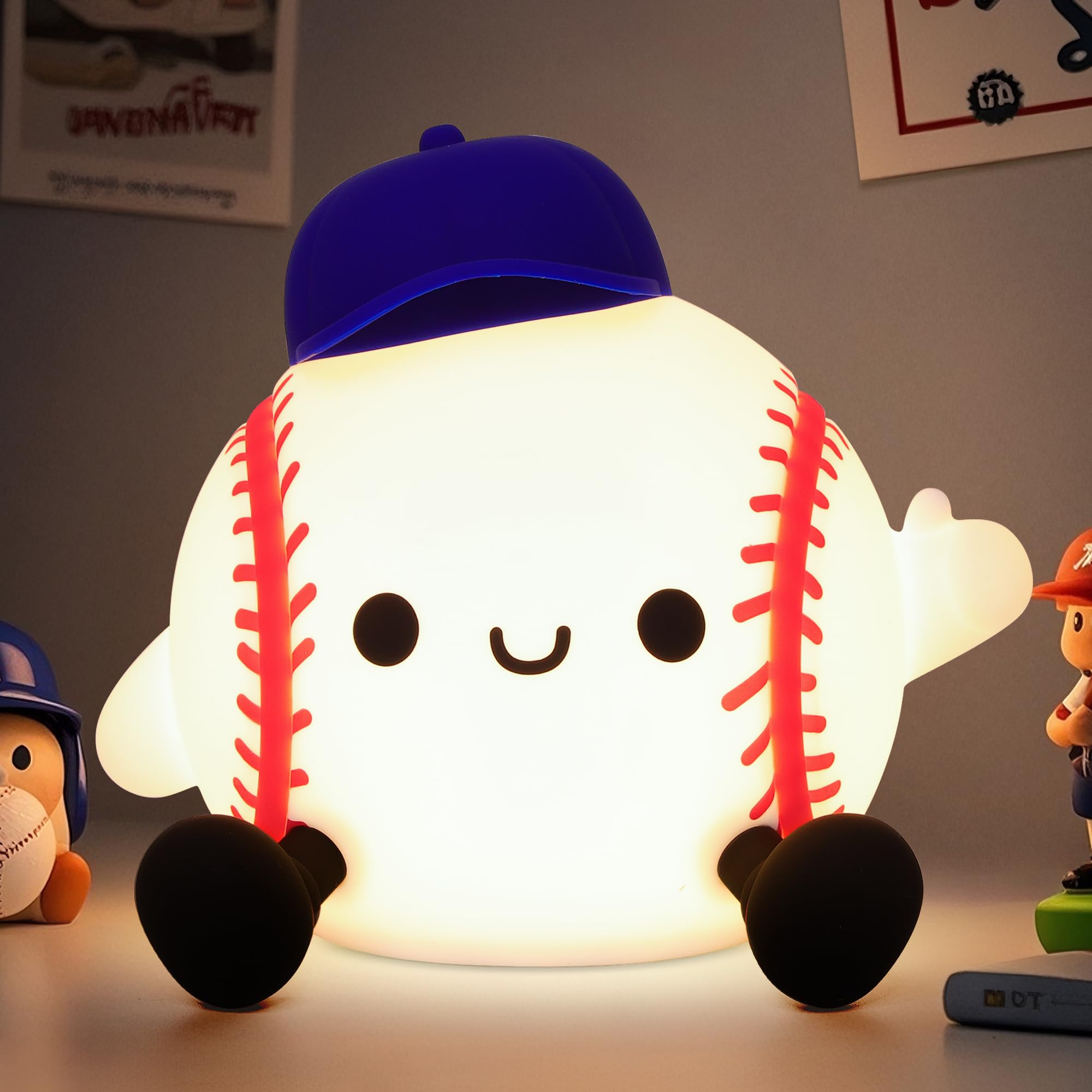 Lampeez Baseball Night Light  Soft Silicone Touch Lamp  Cute Led Nursery Nightlight & Bedroom Decor  Xmas Birthday Gift For Boys  Girls And Baseball Fans  Creates Soothing Glow For Bedtime