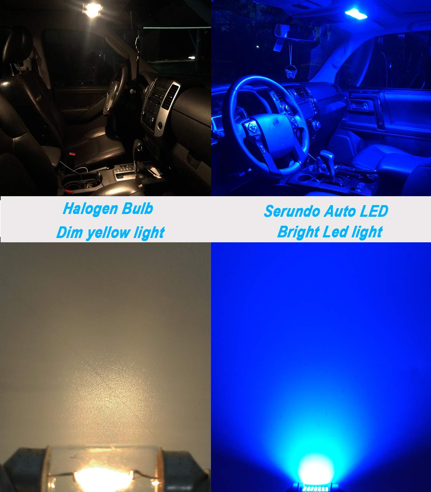 Serundo Auto DE3175 LED Festoon Bulb, 31mm 4PCS, Blue, Aluminum, Compatible with DE3021 DE3022 DE3023 6428 6430