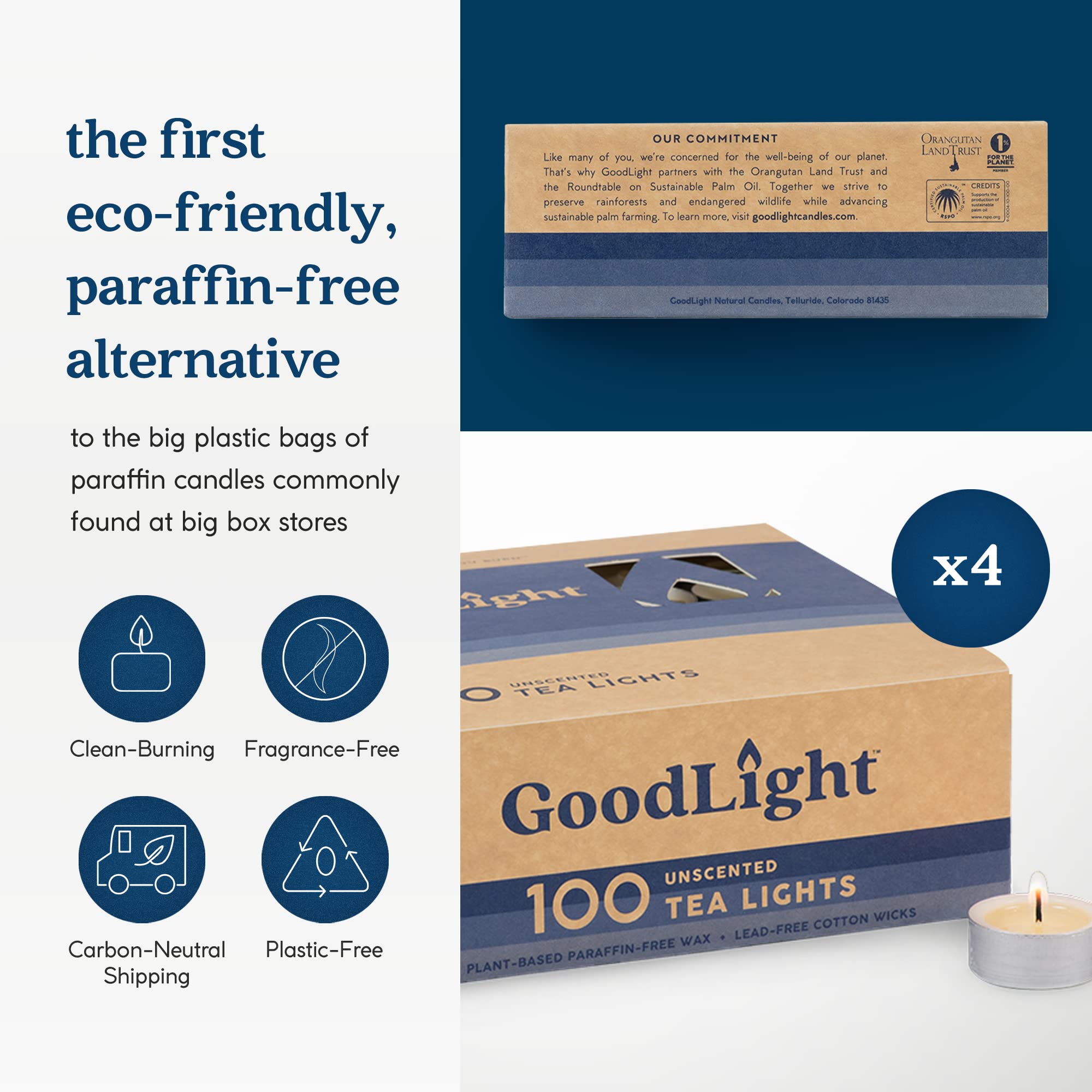 Goodlight Paraffin-Free Tea Light Candles, Made From Vegan Palm Wax, Clean-Burning And All-Natural Tealight Candles, 4-Hour Burn Time, 400 Unscented Tea Lights - Goodlight